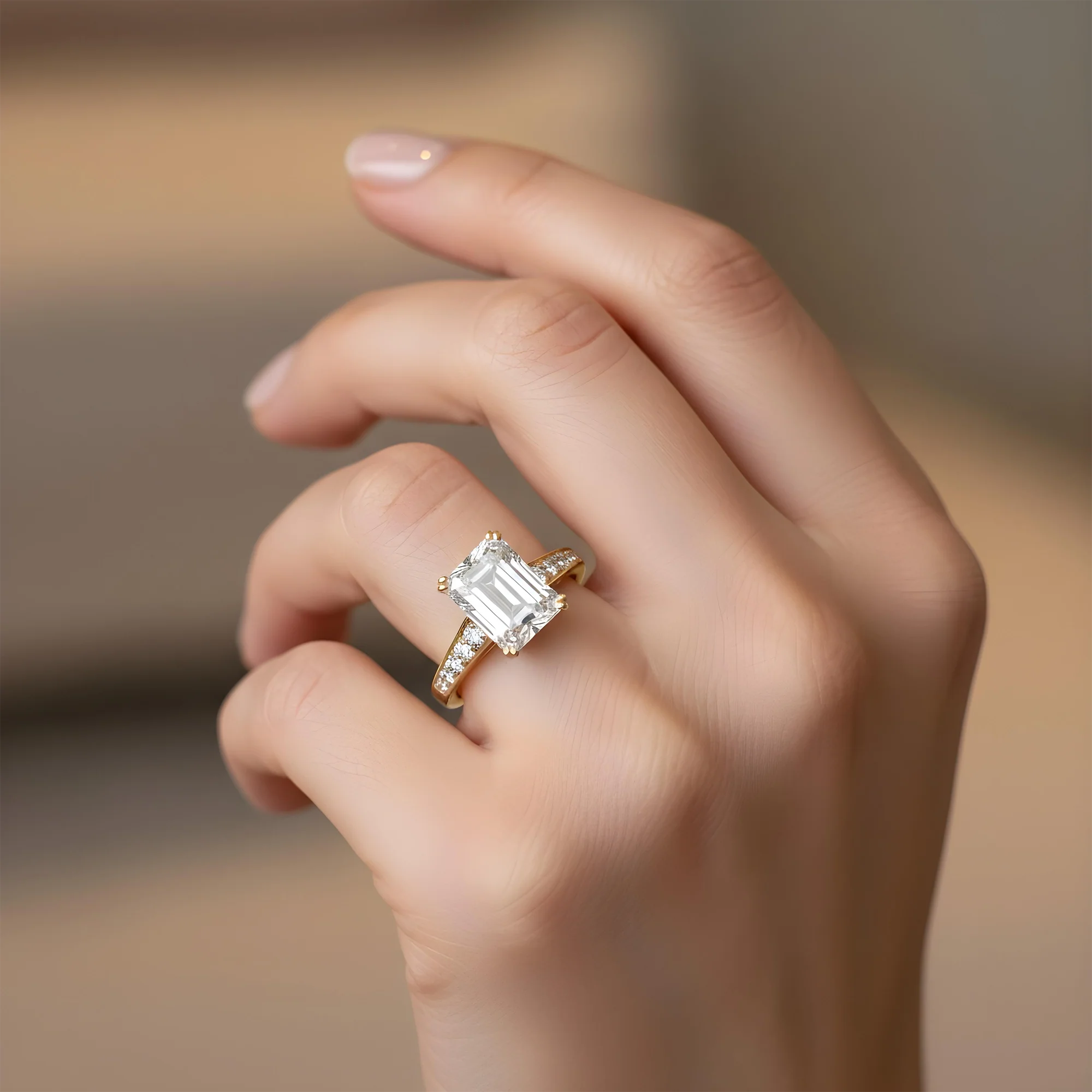 GIA 18K White Gold 5.01ct Emerald Cut Diamond Engagement Rings 5.51ctw - Image 9
