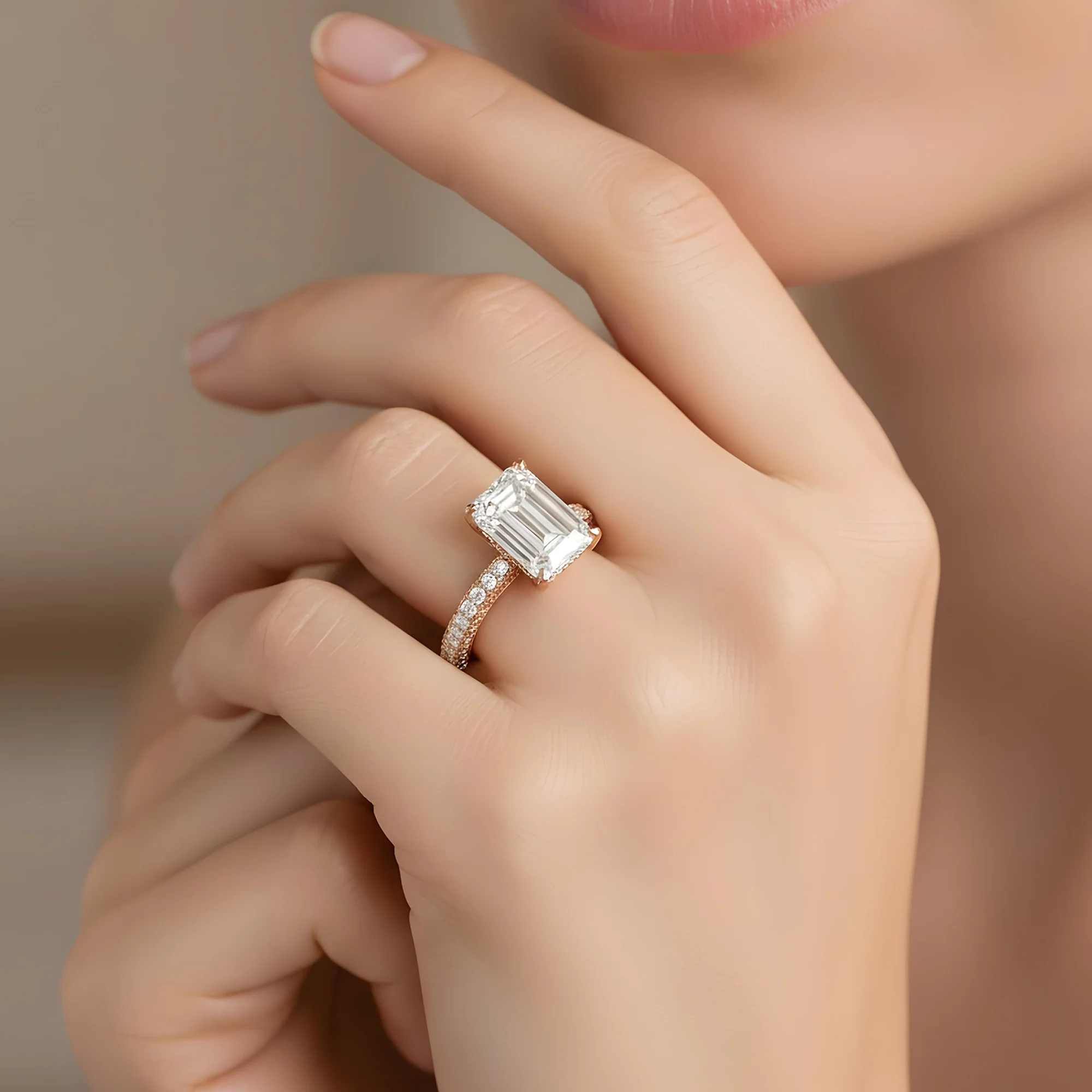 GIA 18K White Gold 5.03ct Emerald Cut Diamond Engagement Ring 6.61ctw - Image 10
