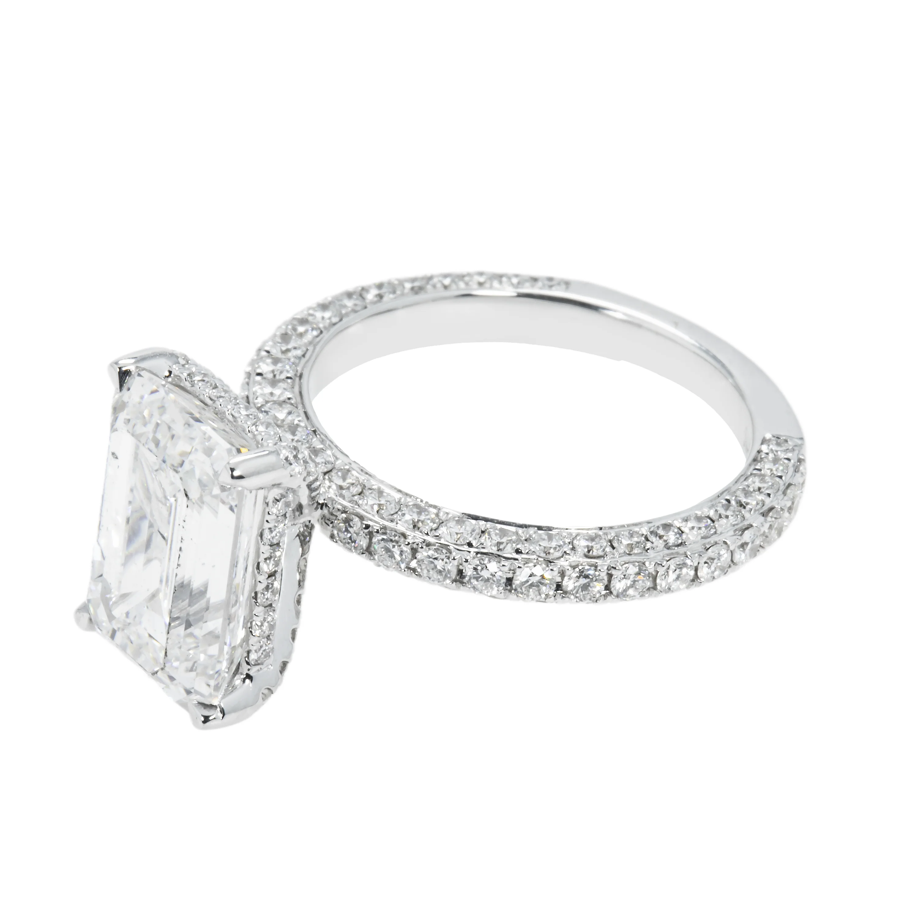 GIA 18K White Gold 5.03ct Emerald Cut Diamond Engagement Ring 6.61ctw - Image 6