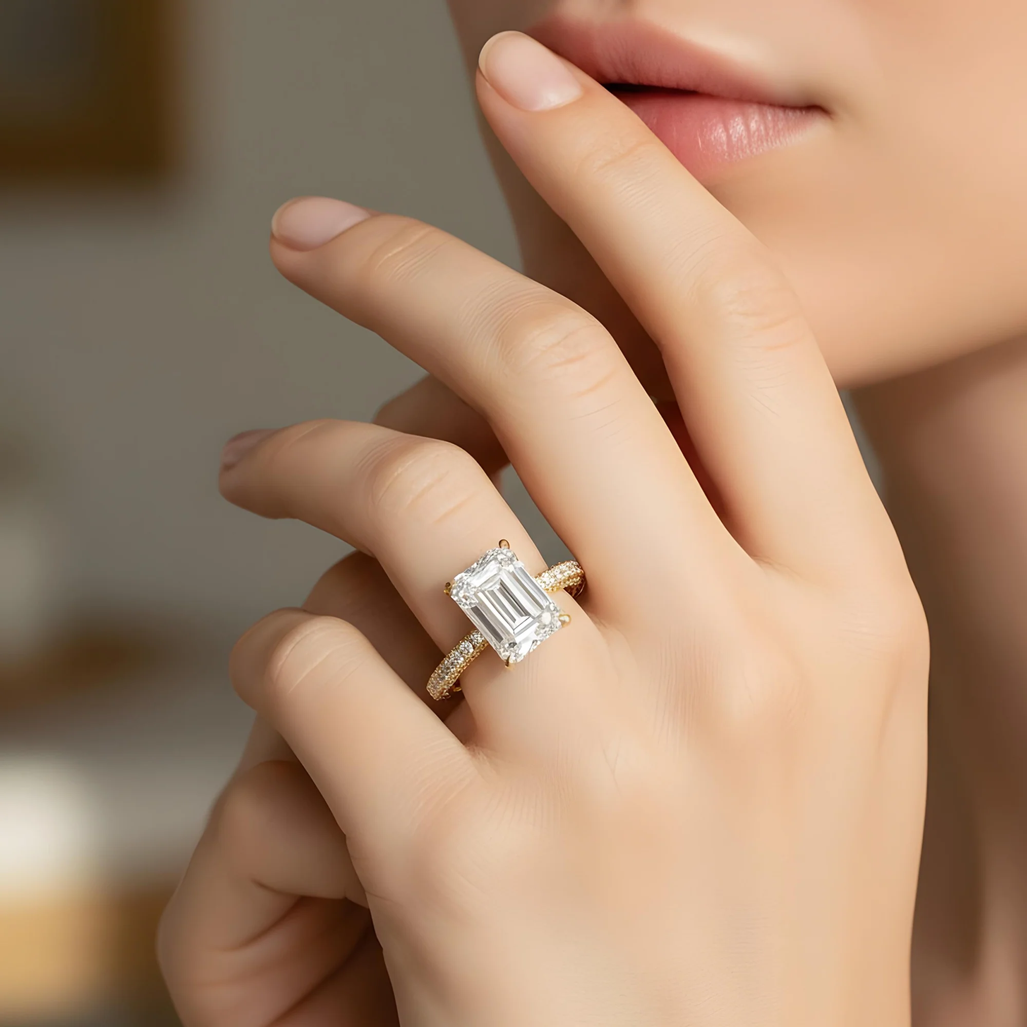GIA 18K White Gold 5.03ct Emerald Cut Diamond Engagement Ring 6.61ctw - Image 8