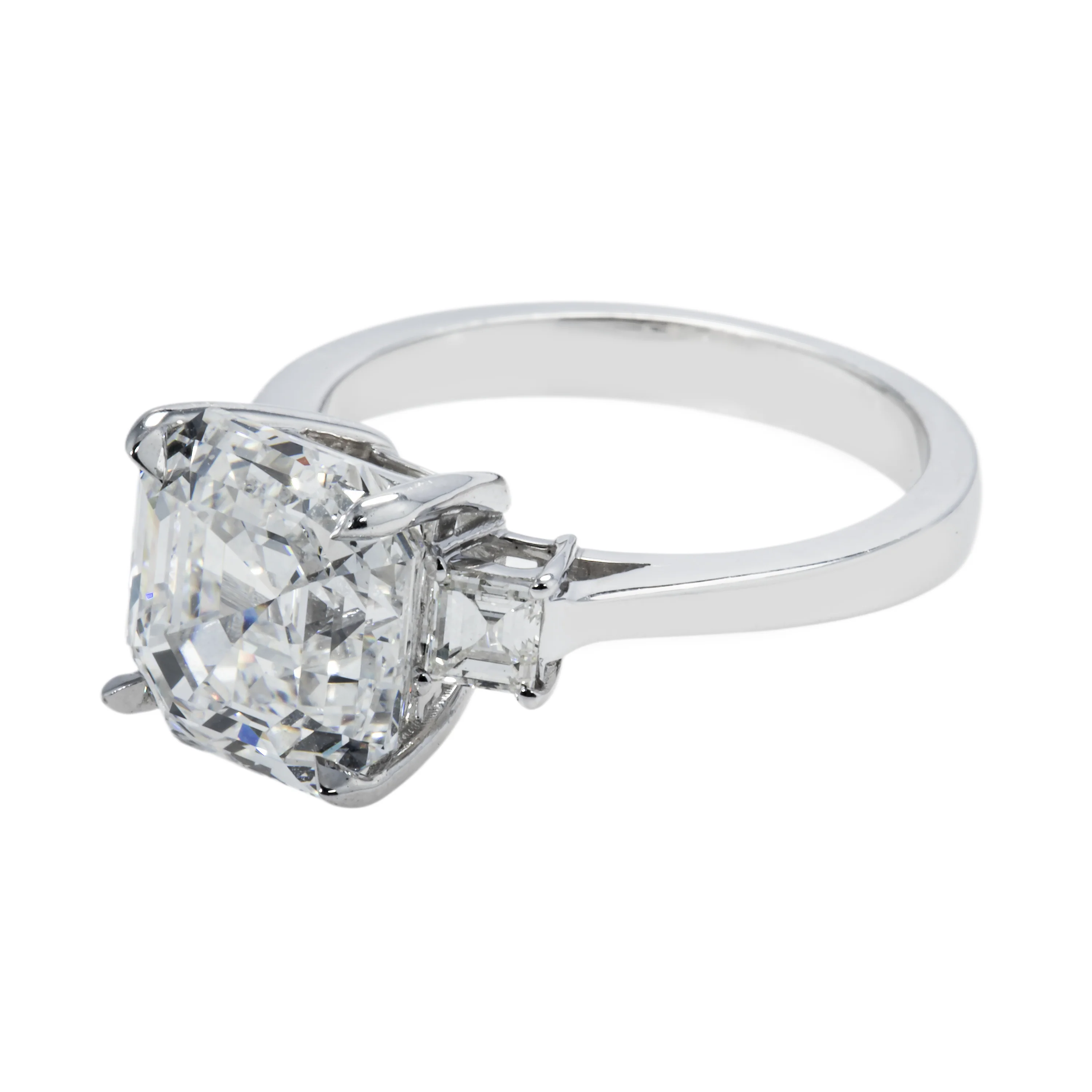 GIA 18K White Gold 5.06ct Triple Asscher Cut Diamond Engagement Ring 5.42ctw - Image 4