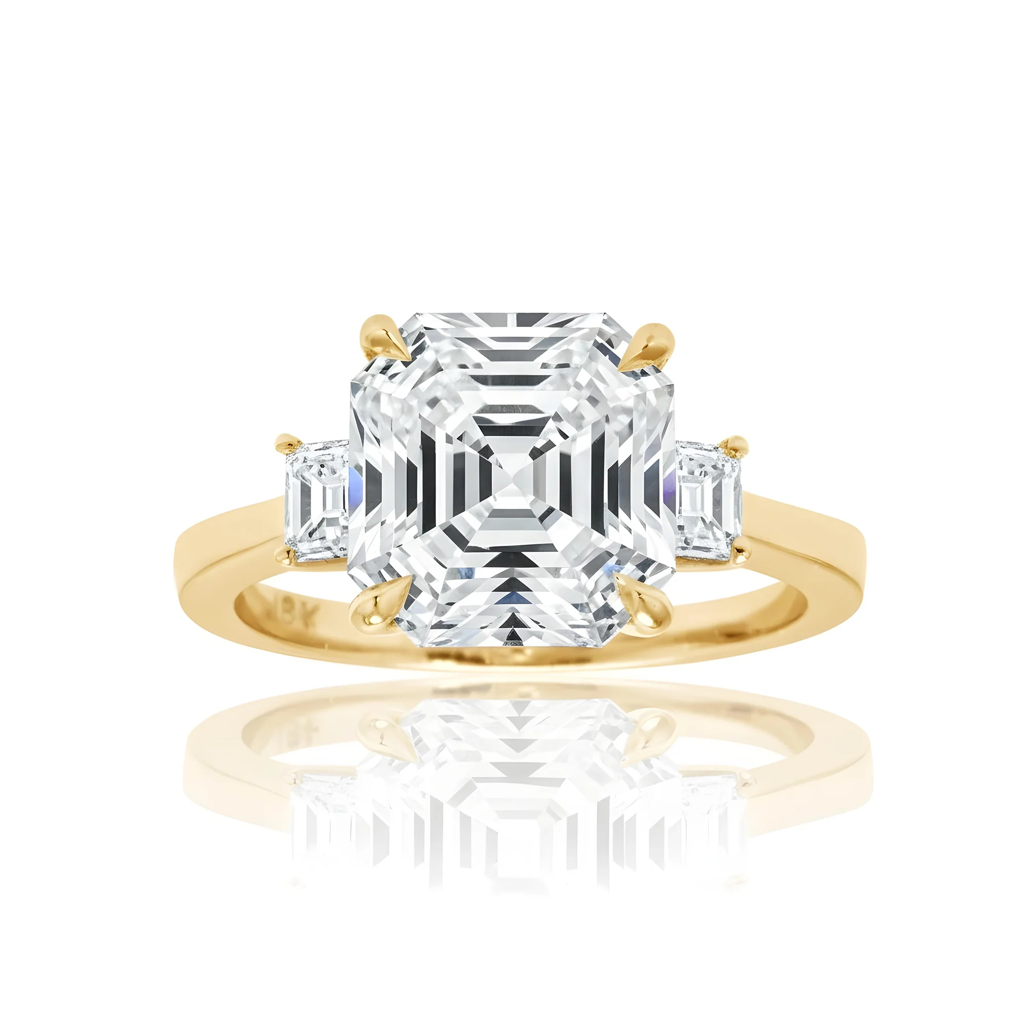 GIA 18K White Gold 5.06ct Triple Asscher Cut Diamond Engagement Ring 5.42ctw - Image 6