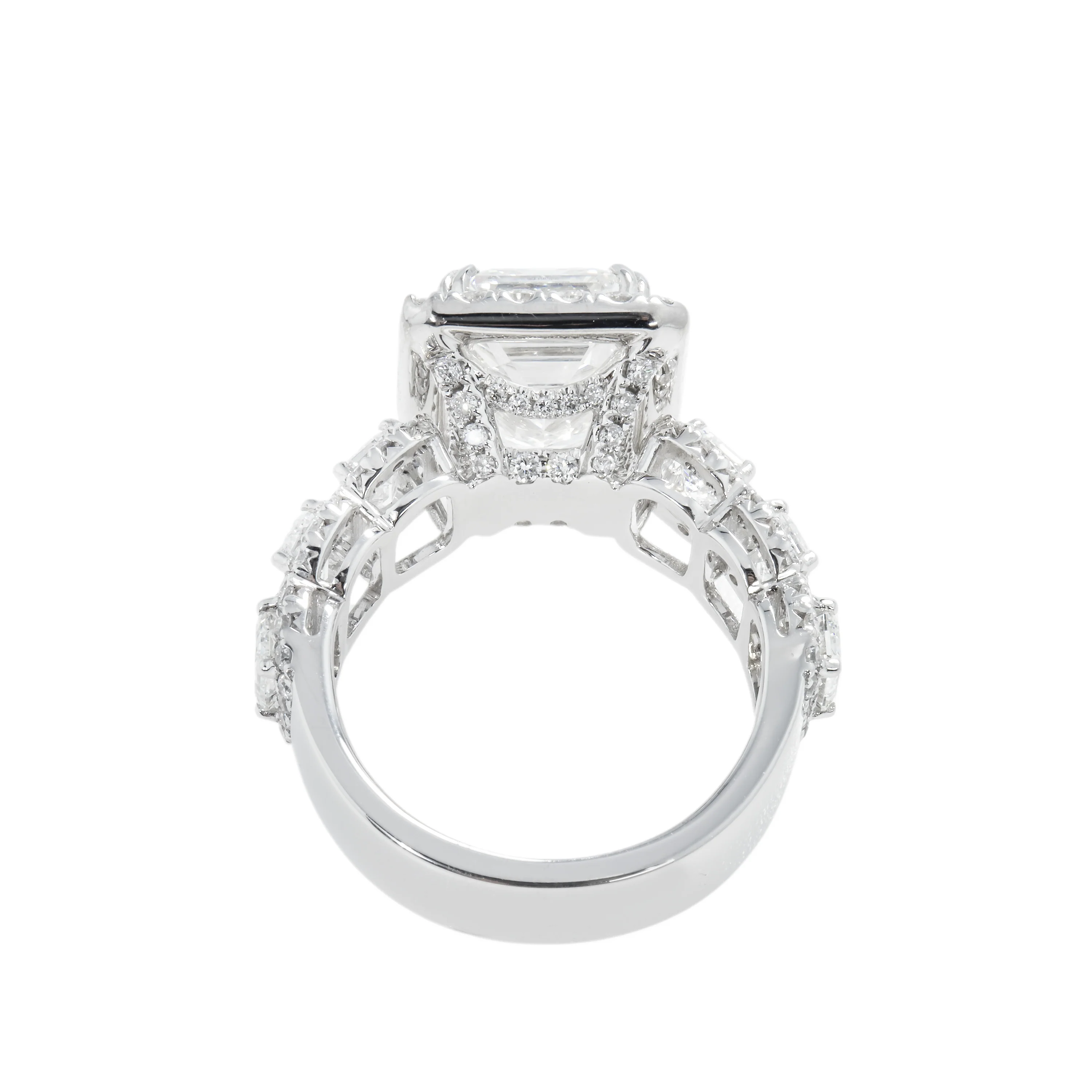 GIA 18K White Gold 5.0ct Emerald Cut Diamond Engagement Ring 8.03ctw - Image 5