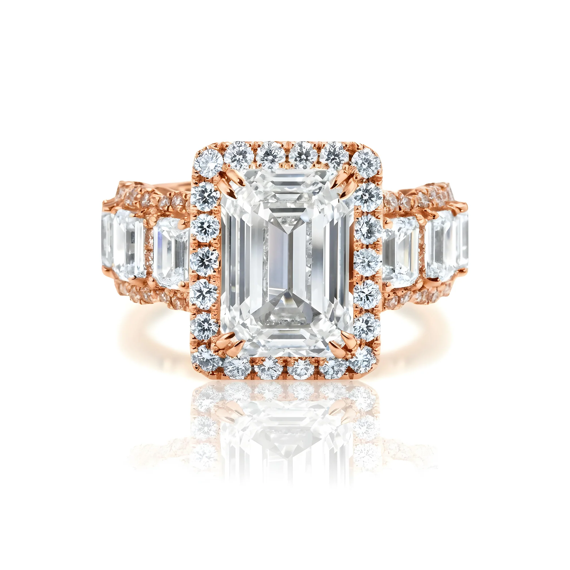 GIA 18K White Gold 5.0ct Emerald Cut Diamond Engagement Ring 8.03ctw - Image 9