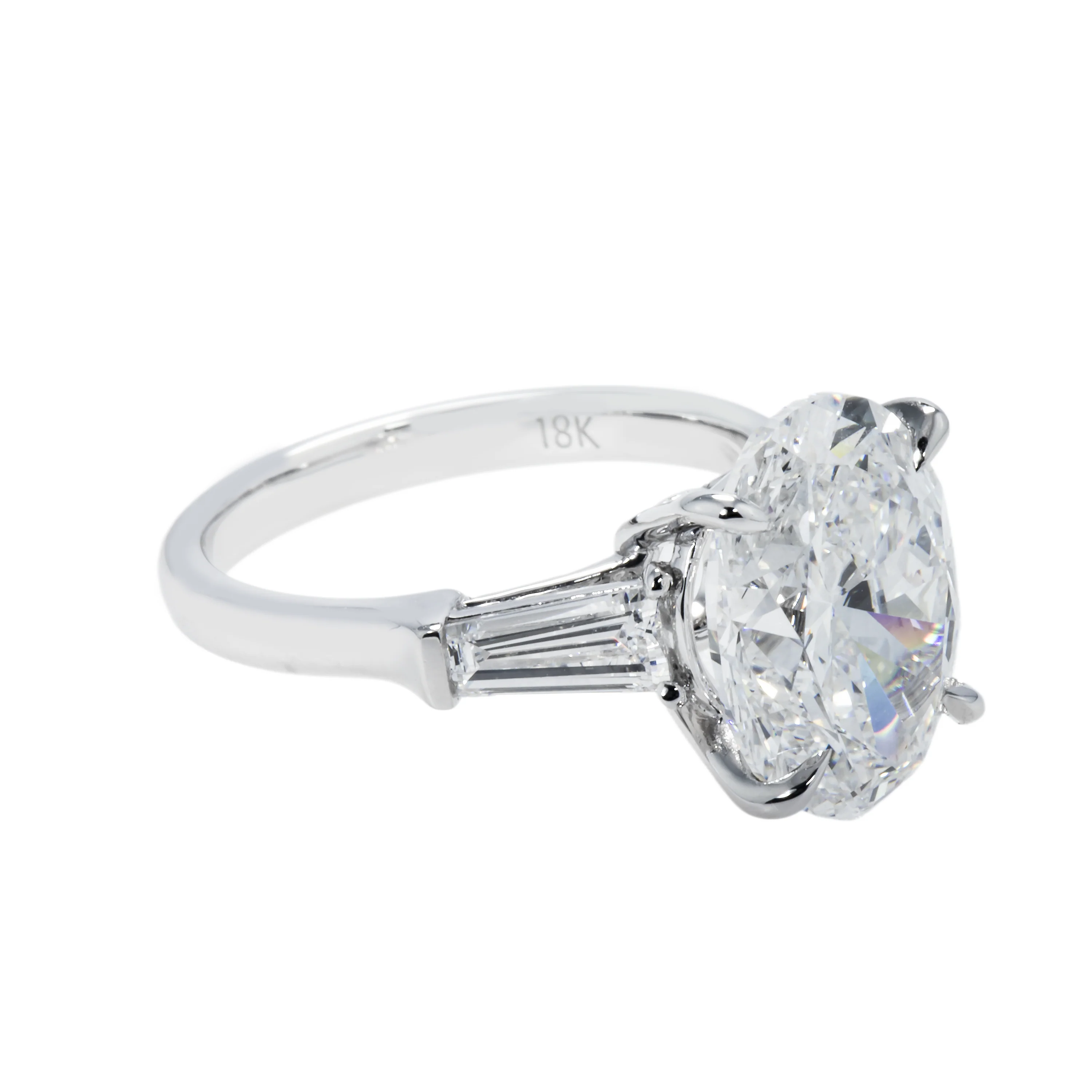 GIA 18K White Gold 5.0ct Oval Cut Tripple Diamond Engagement Ring 6.0ctw - Image 4