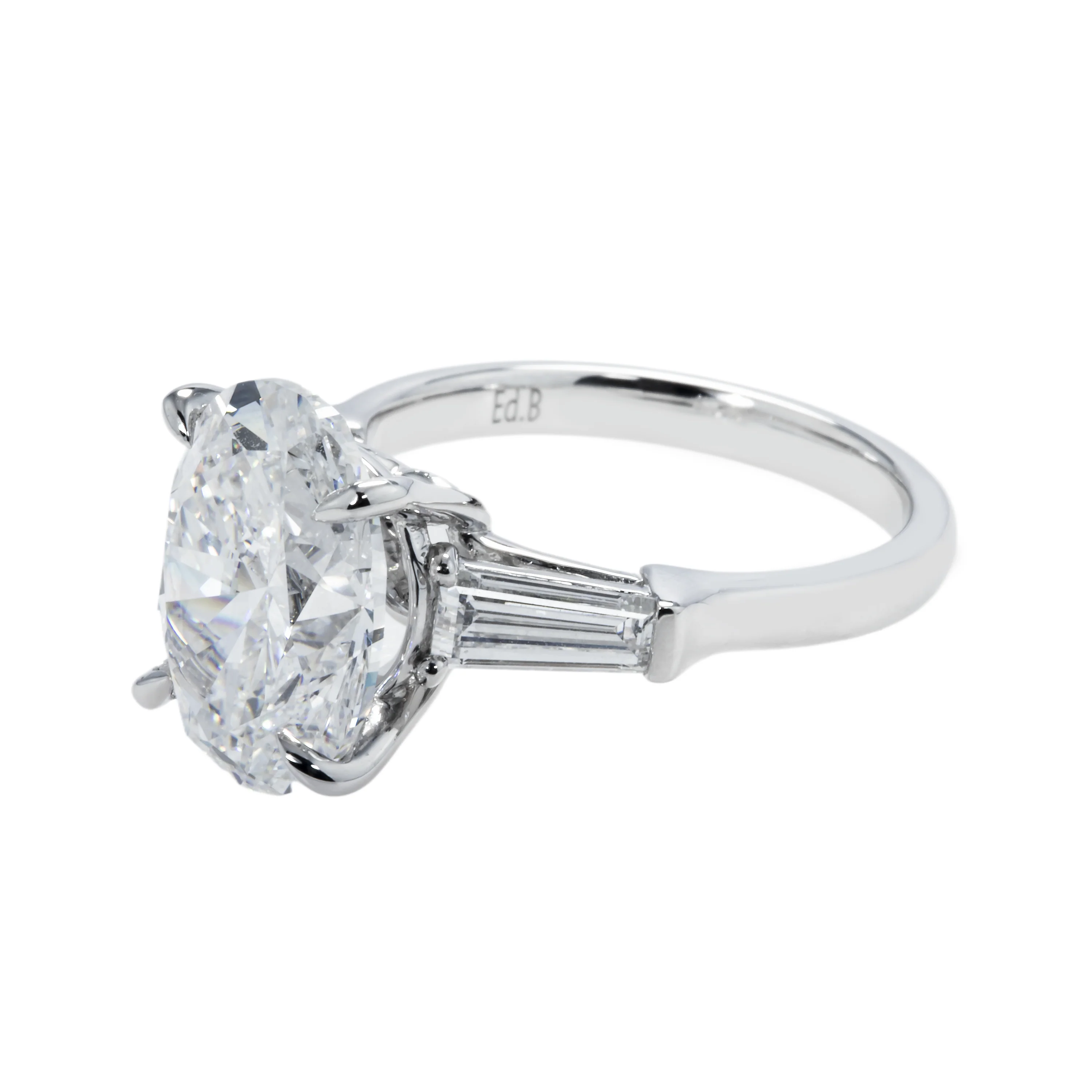 GIA 18K White Gold 5.0ct Oval Cut Tripple Diamond Engagement Ring 6.0ctw - Image 6