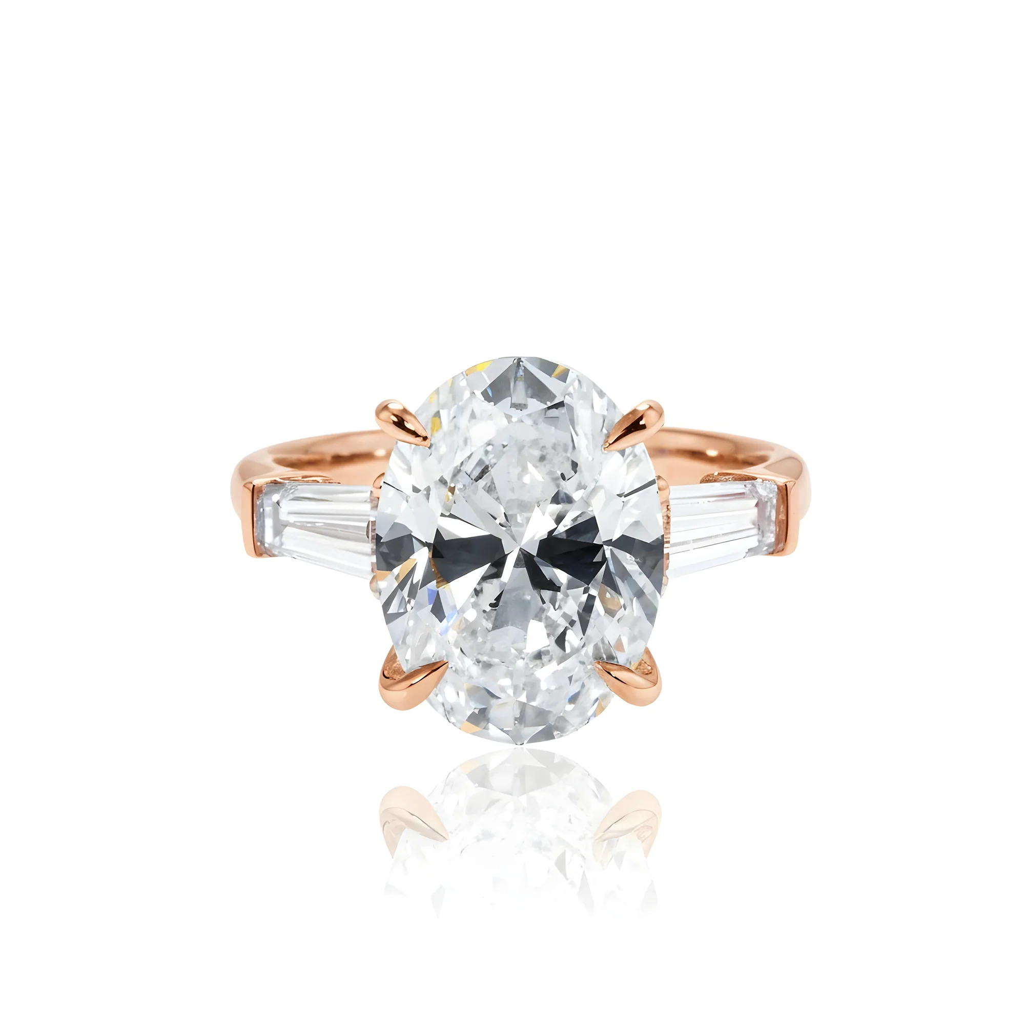 GIA 18K White Gold 5.0ct Oval Cut Tripple Diamond Engagement Ring 6.0ctw - Image 9