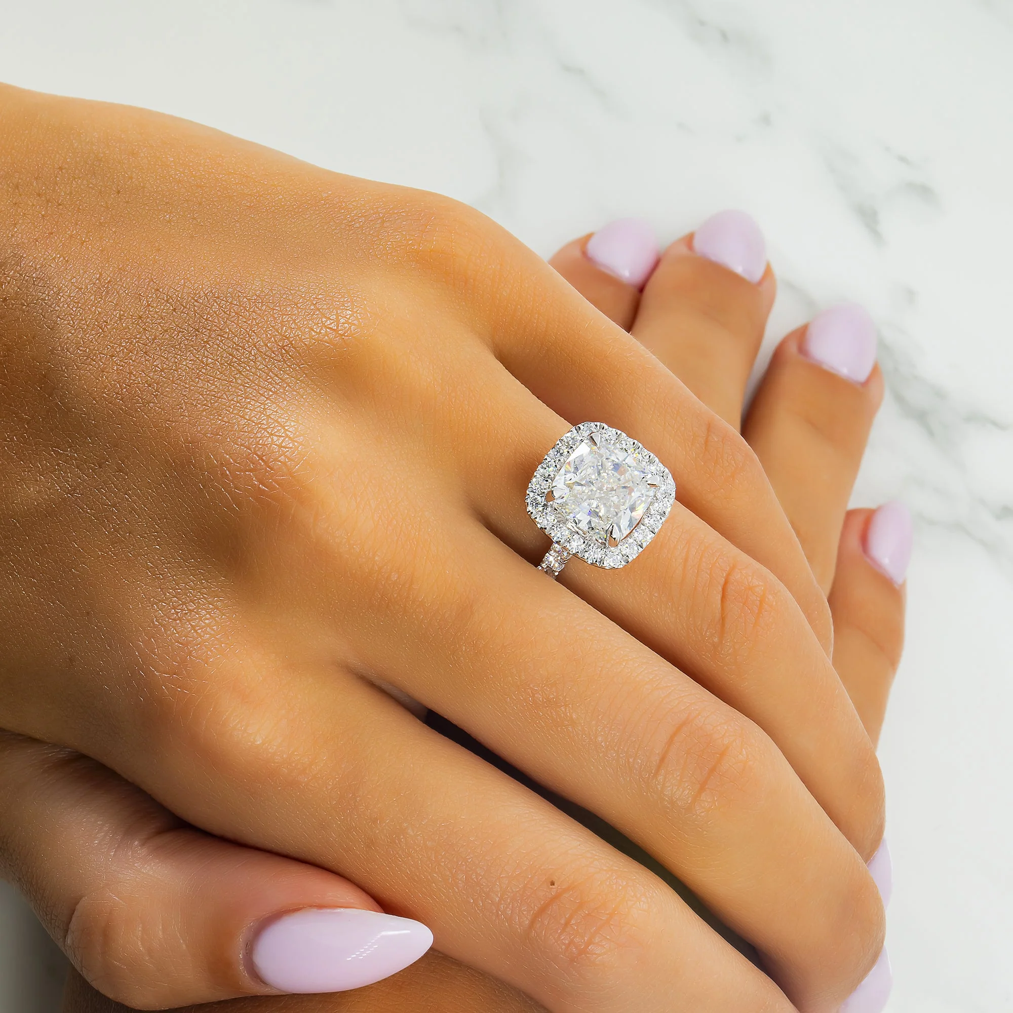 GIA 18K White Gold 5.12ct Cushion Cut Diamond Engagement Ring 6.39ctw - Image 2