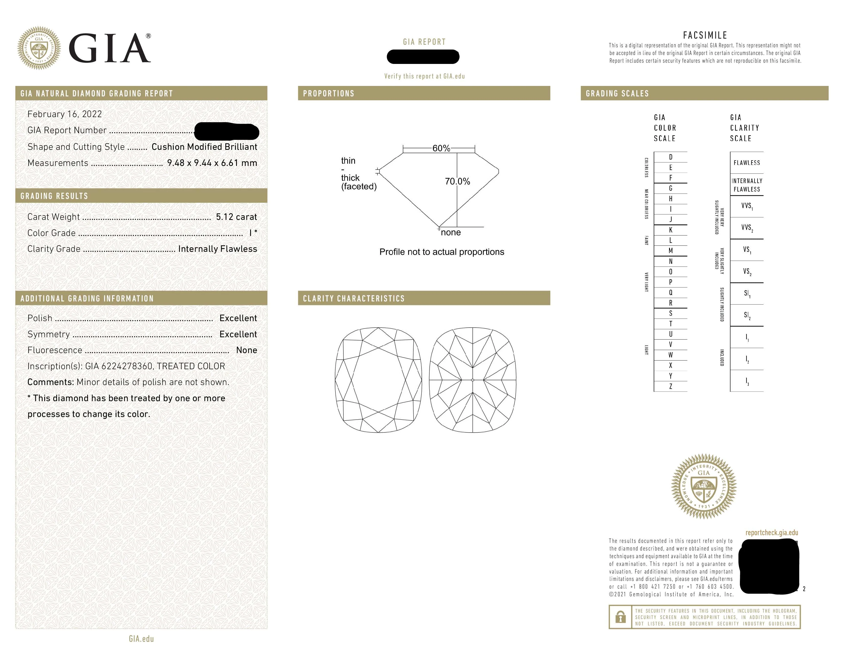 GIA 18K White Gold 5.12ct Cushion Cut Diamond Engagement Ring 6.39ctw - Image 3