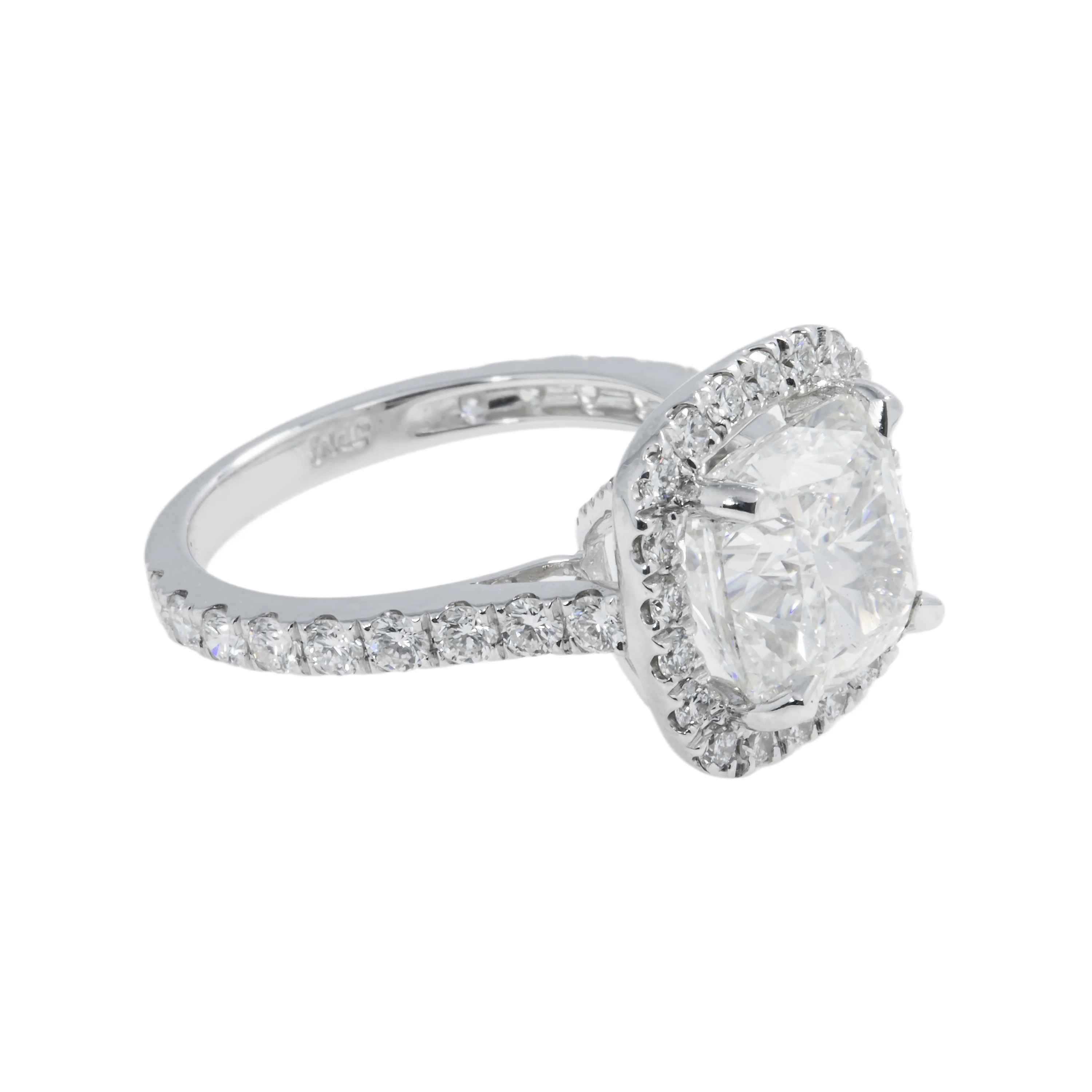 GIA 18K White Gold 5.12ct Cushion Cut Diamond Engagement Ring 6.39ctw - Image 4