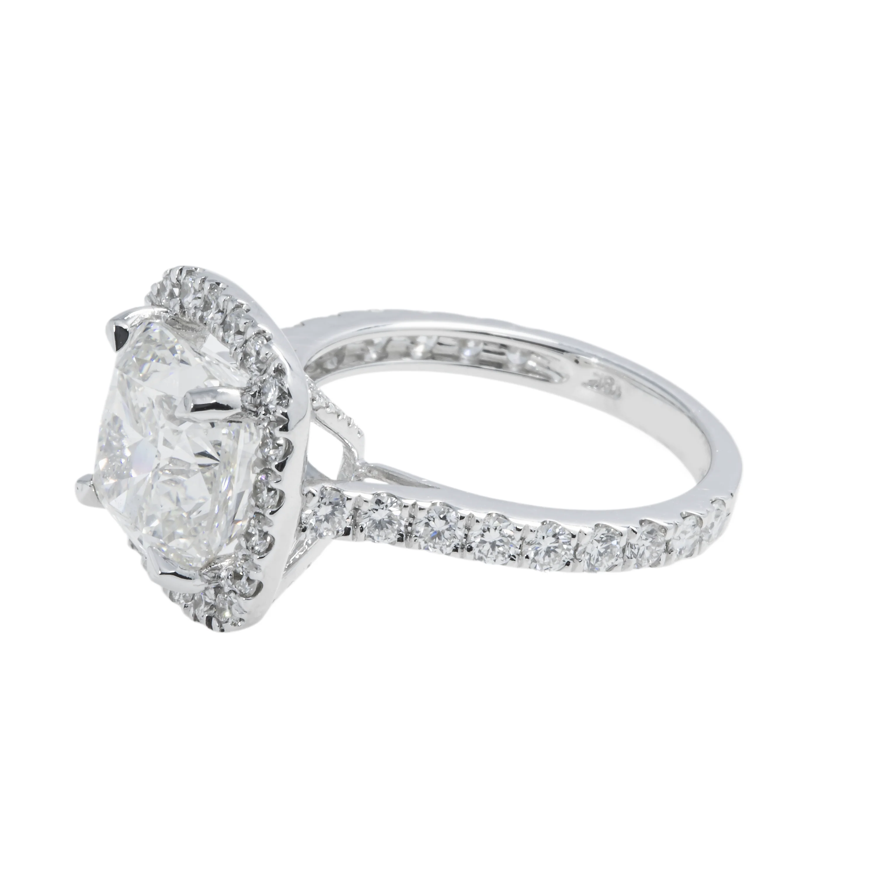 GIA 18K White Gold 5.12ct Cushion Cut Diamond Engagement Ring 6.39ctw - Image 5