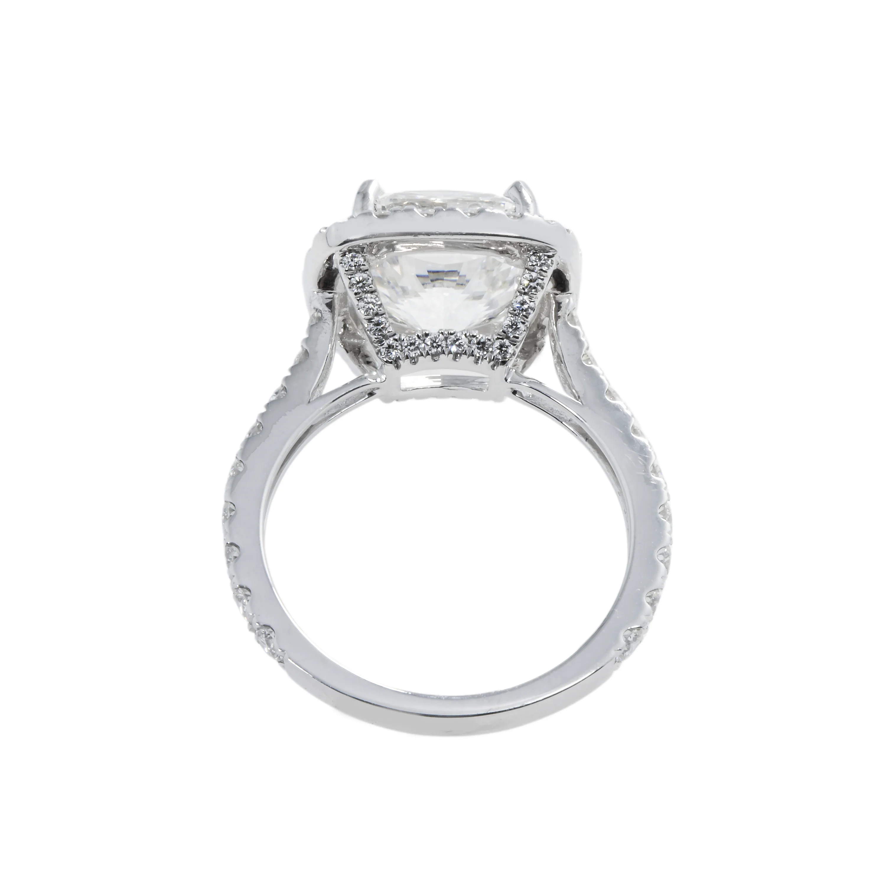 GIA 18K White Gold 5.12ct Cushion Cut Diamond Engagement Ring 6.39ctw - Image 6