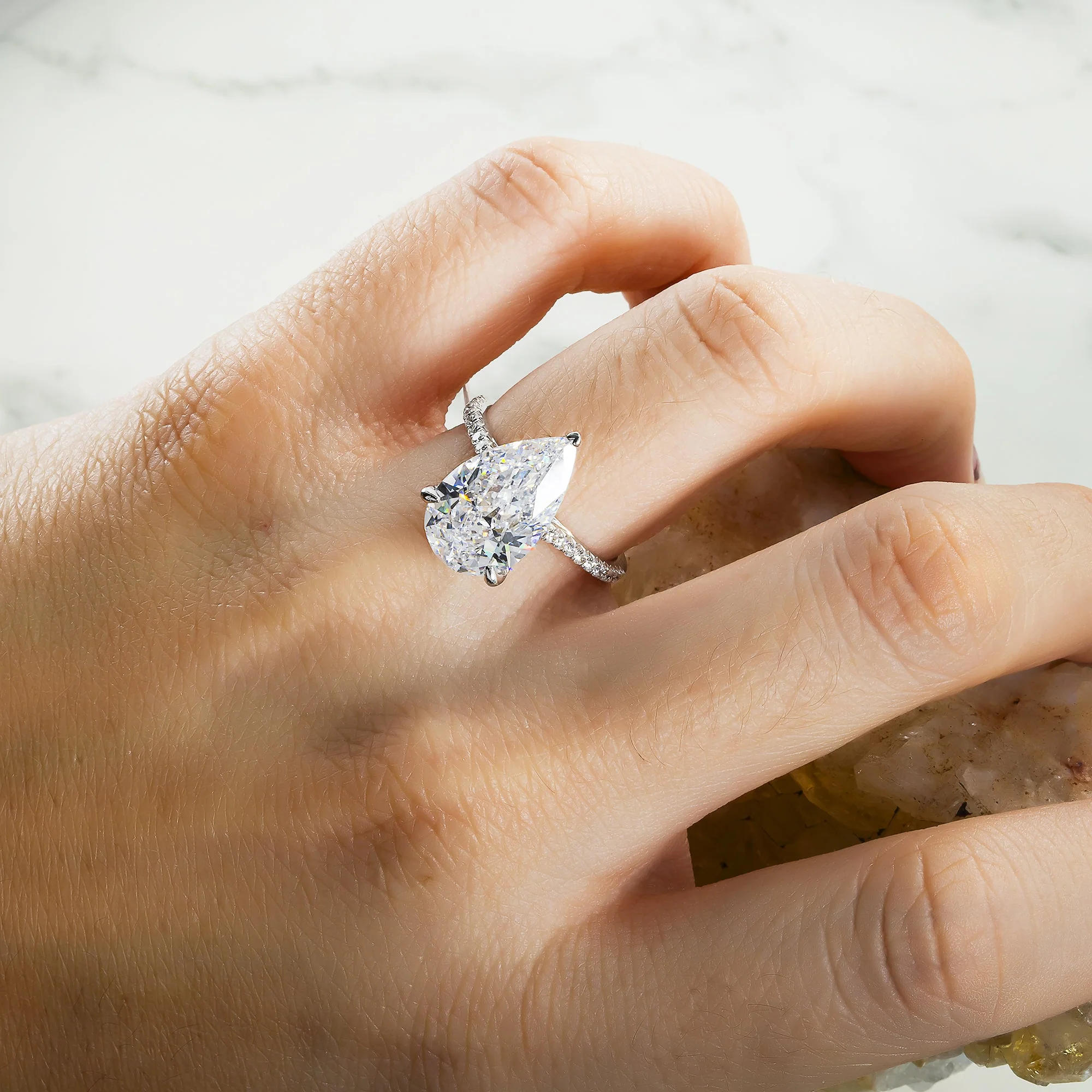 GIA 18K White Gold 5.41ct Pear Cut Diamond Engagement Ring 5.83ctw - Image 3