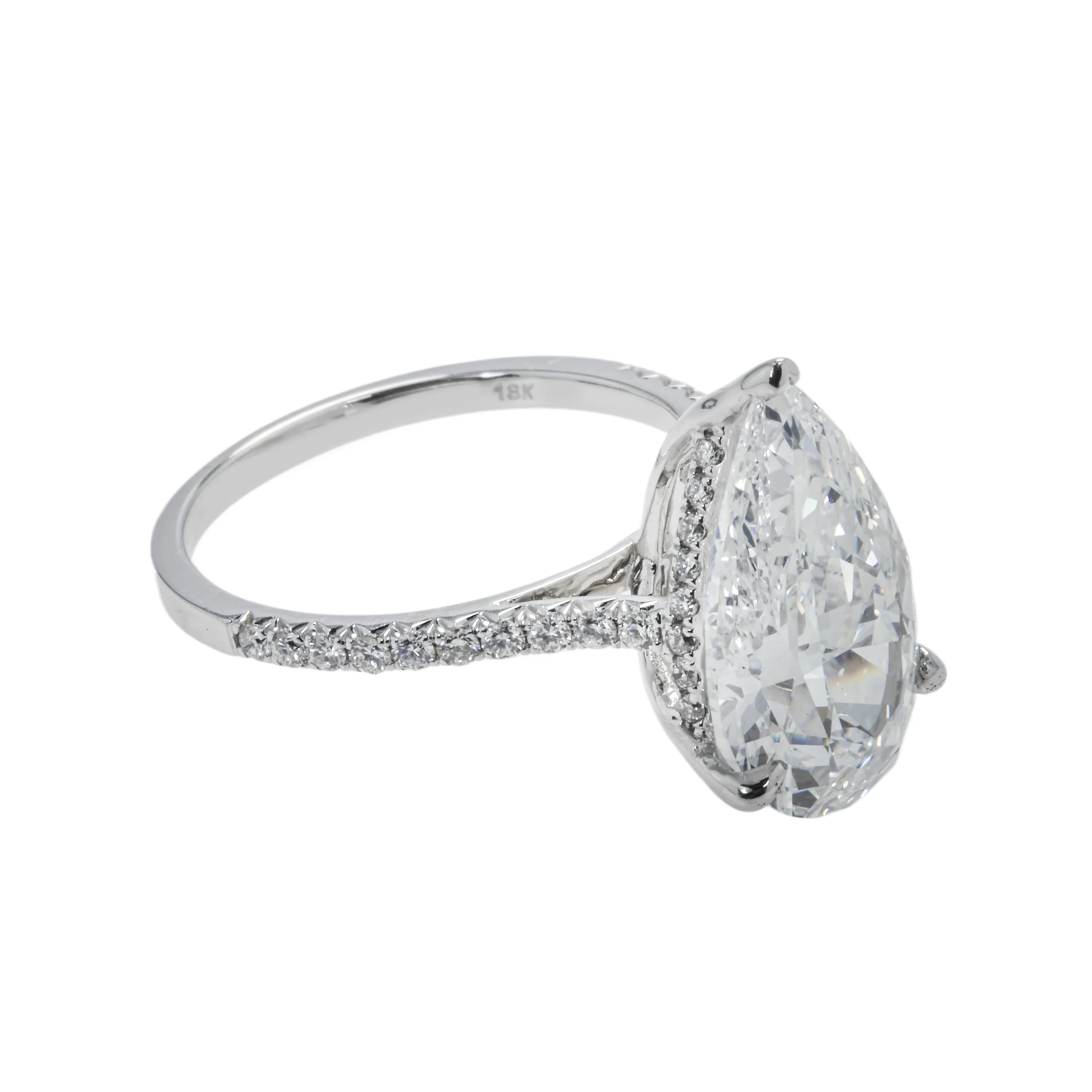 GIA 18K White Gold 5.41ct Pear Cut Diamond Engagement Ring 5.83ctw - Image 4
