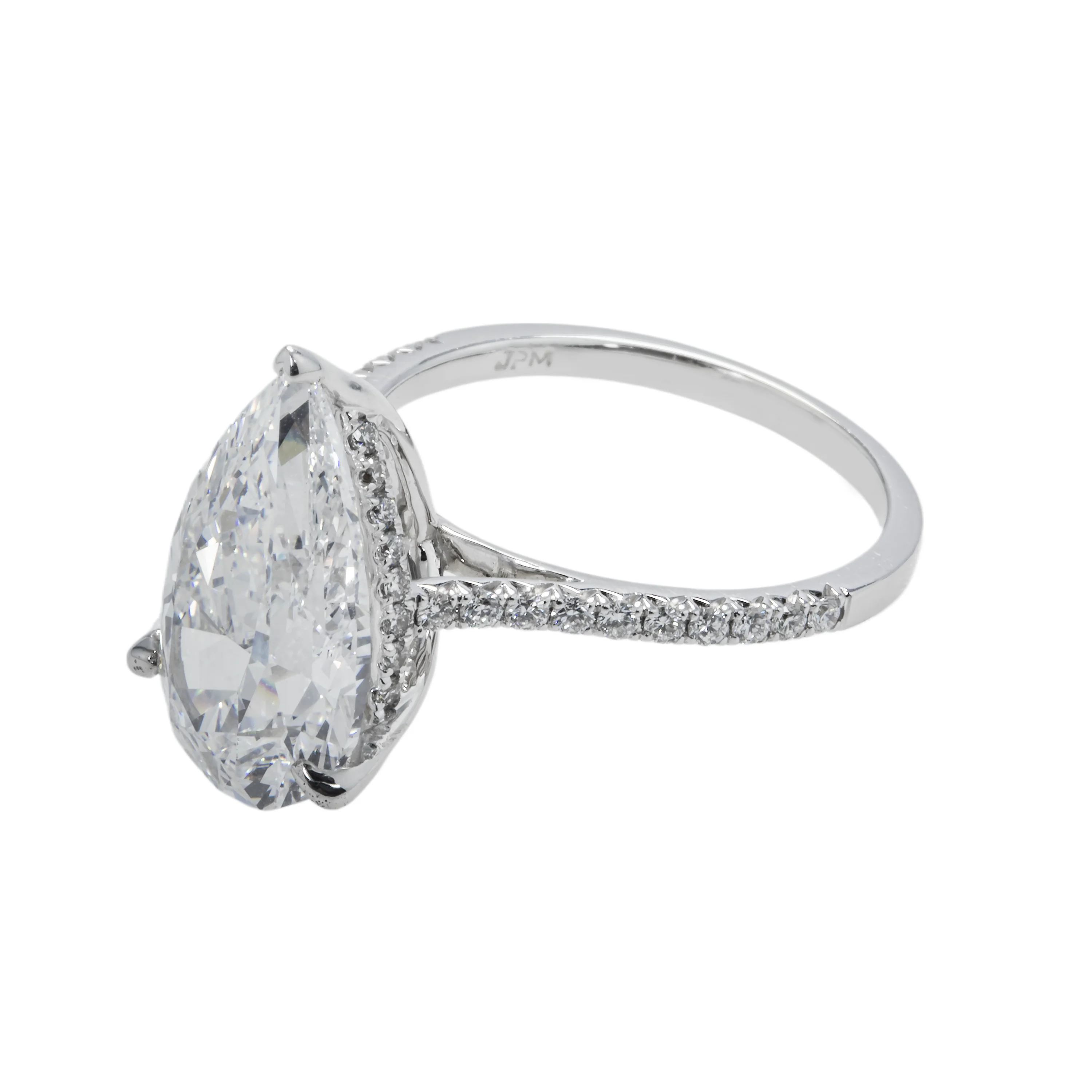 GIA 18K White Gold 5.41ct Pear Cut Diamond Engagement Ring 5.83ctw - Image 6