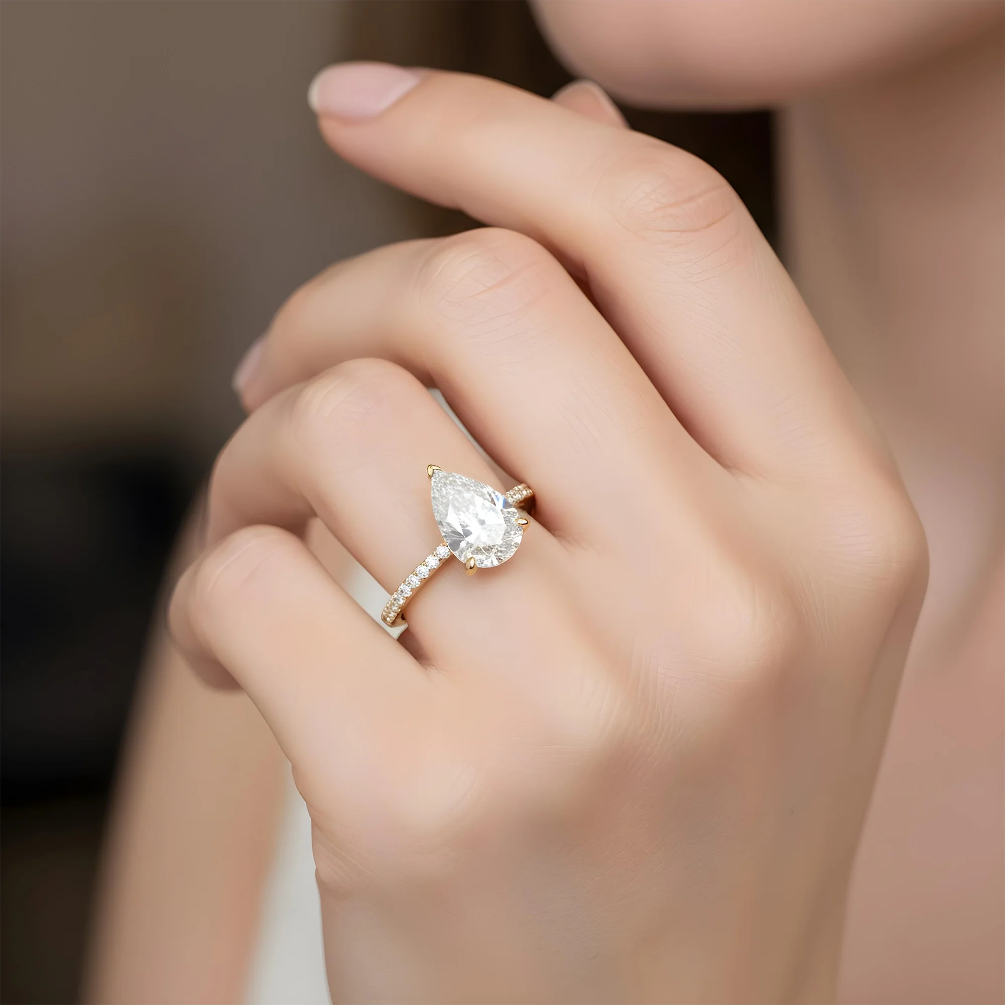 GIA 18K White Gold 5.41ct Pear Cut Diamond Engagement Ring 5.83ctw - Image 8