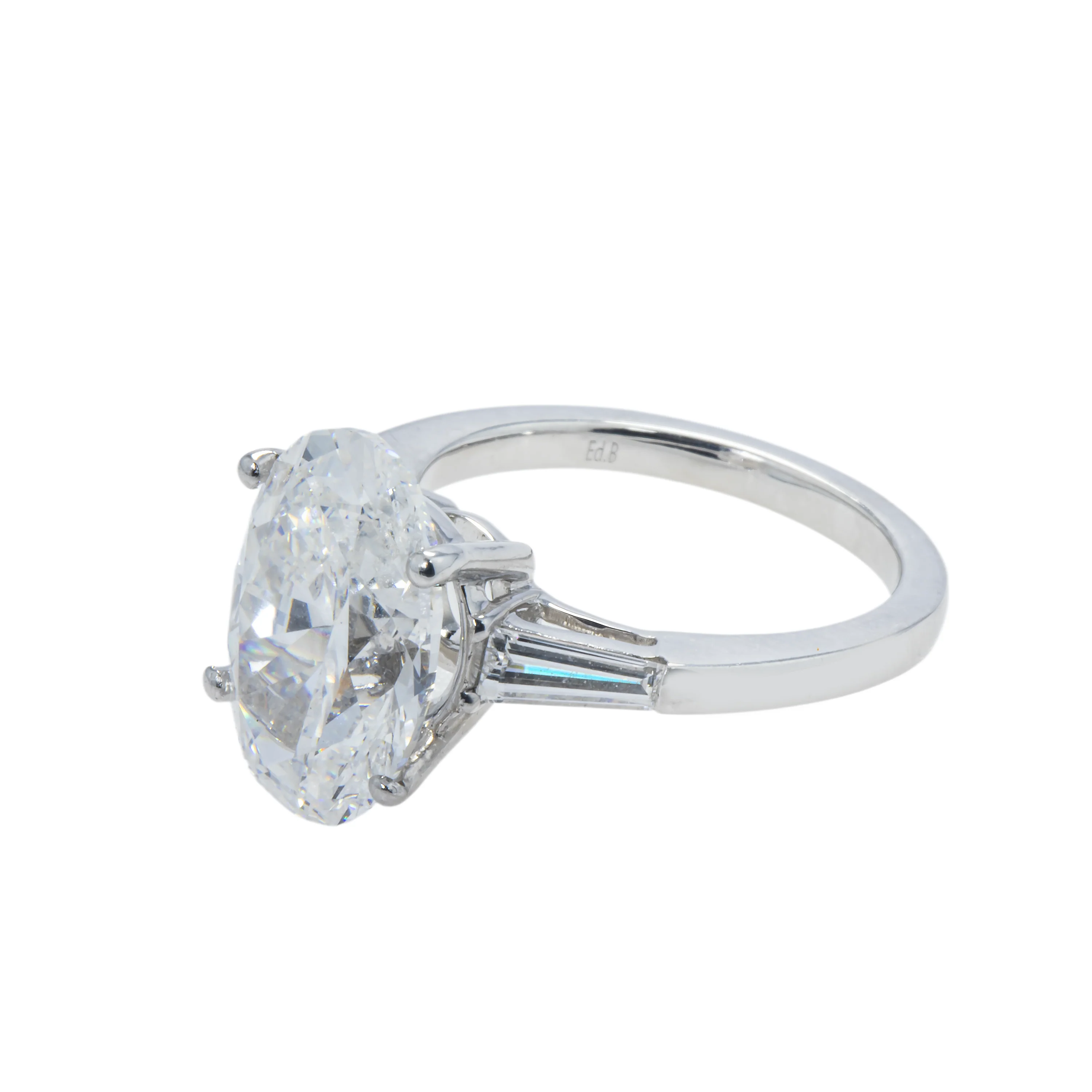 GIA 18K White Gold 5.52ct Oval Cut Triple Diamond Engagement Ring 6.02ctw - Image 5