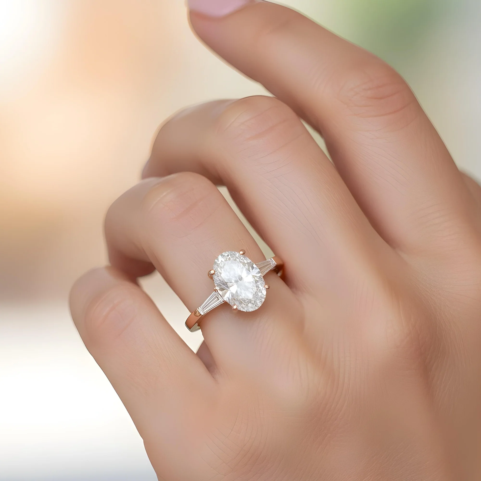GIA 18K White Gold 5.52ct Oval Cut Triple Diamond Engagement Ring 6.02ctw - Image 9