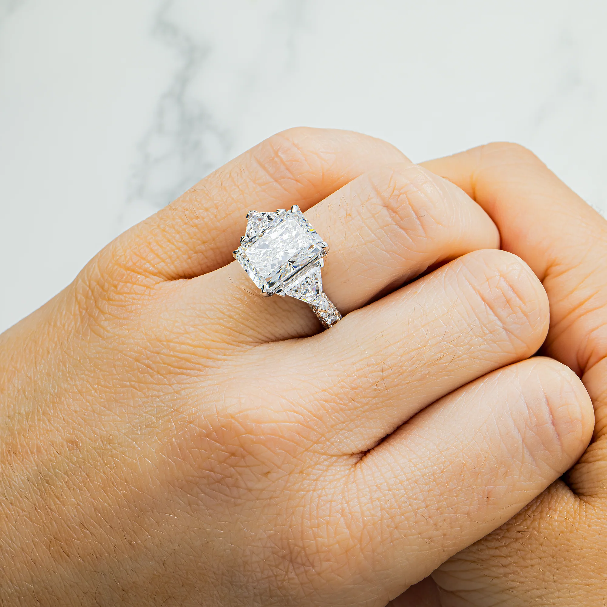 GIA 18K White Gold 5.53ct Radiant Diamond Engagement Ring 9.13ctw - Image 2
