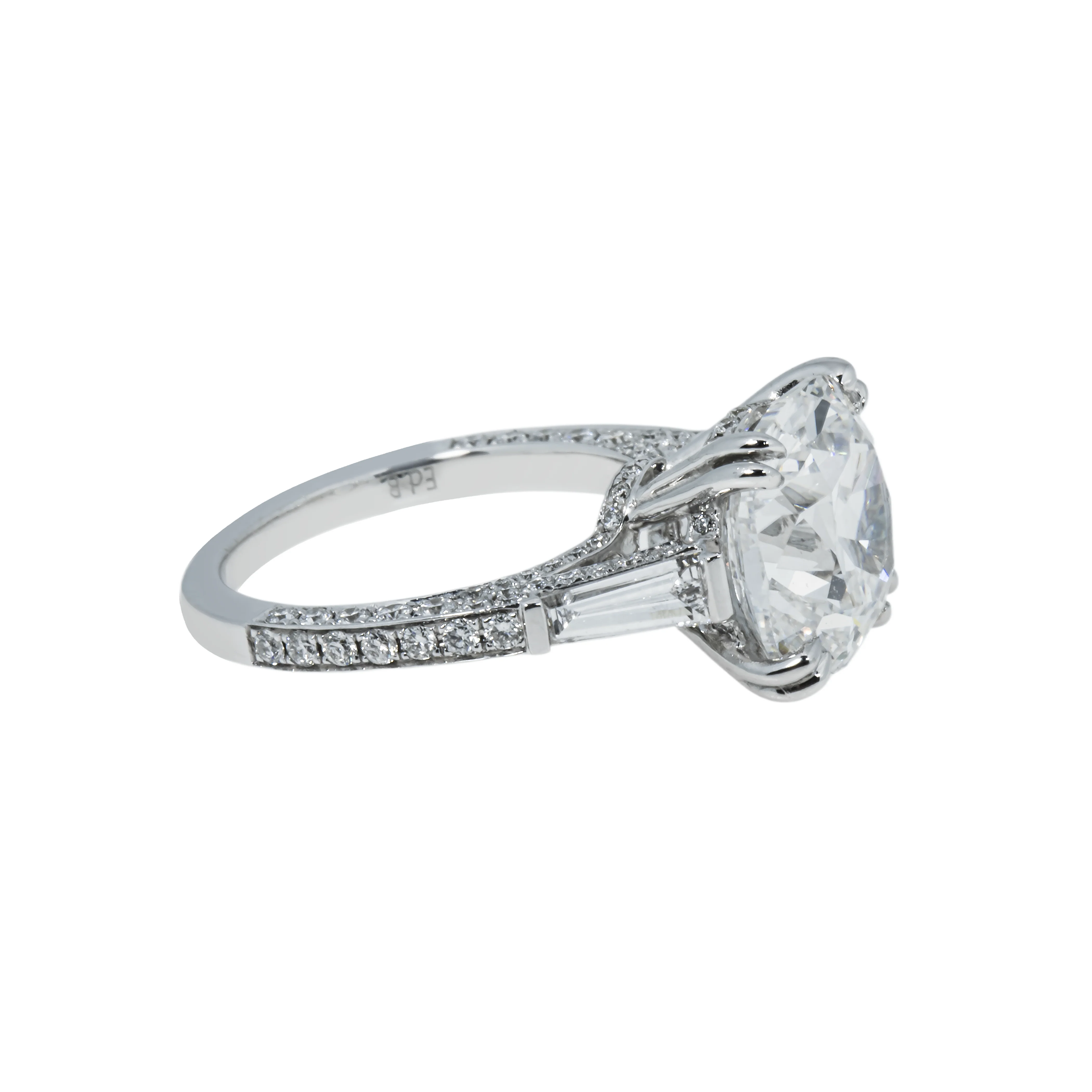 GIA 18K White Gold 5.83ct Cushion Cut Triple Diamond Engagement Ring 7.33ctw - Image 4