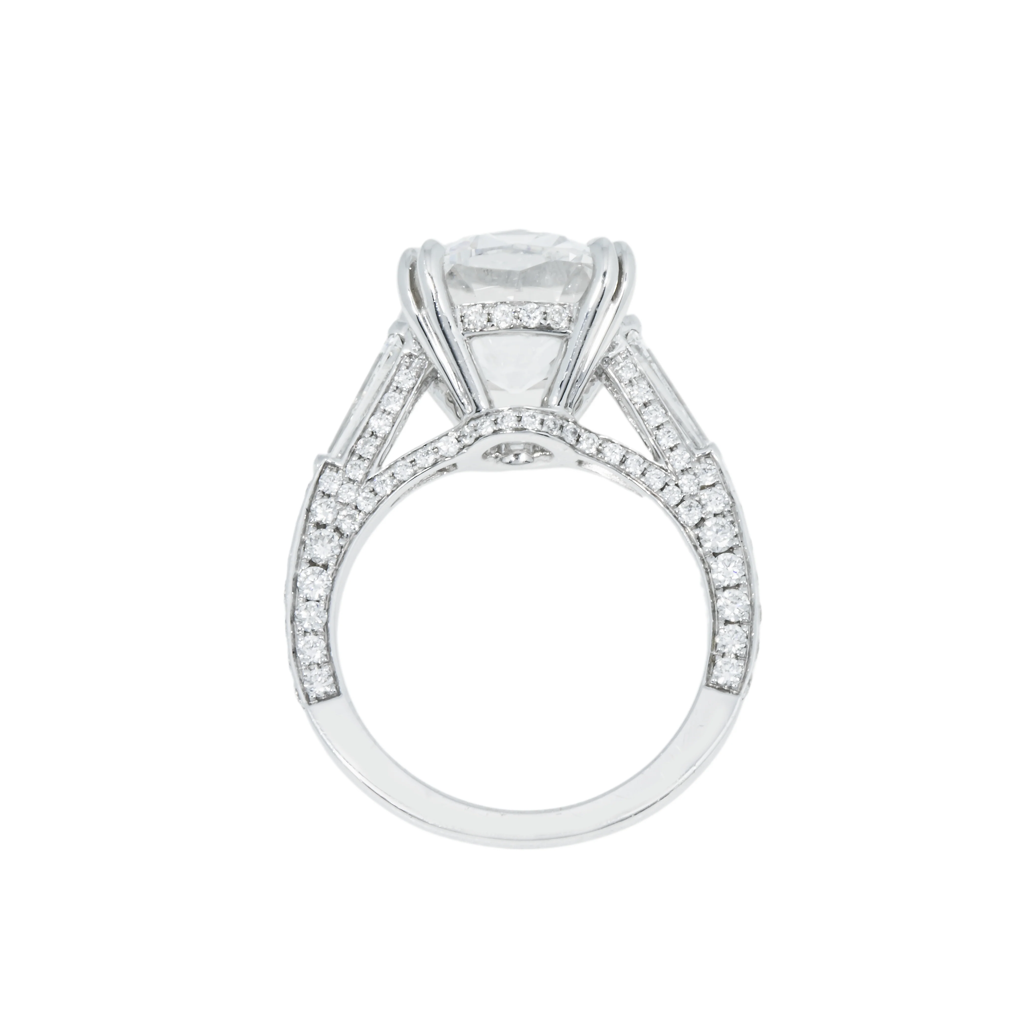 GIA 18K White Gold 5.83ct Cushion Cut Triple Diamond Engagement Ring 7.33ctw - Image 5