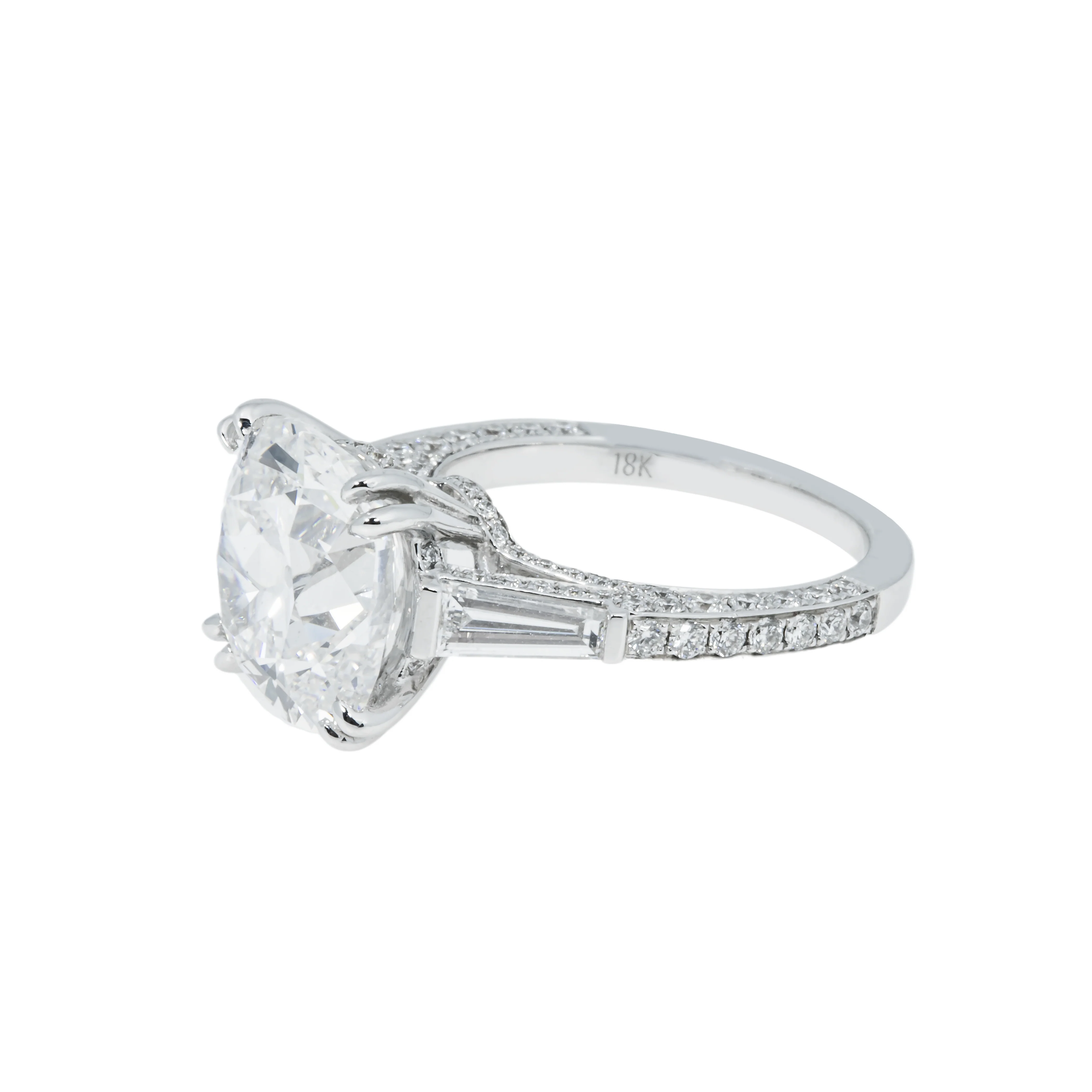 GIA 18K White Gold 5.83ct Cushion Cut Triple Diamond Engagement Ring 7.33ctw - Image 6