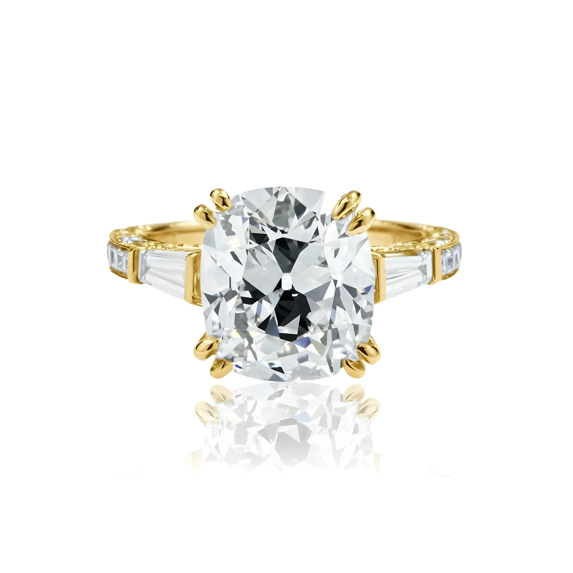 GIA 18K White Gold 5.83ct Cushion Cut Triple Diamond Engagement Ring 7.33ctw - Image 7
