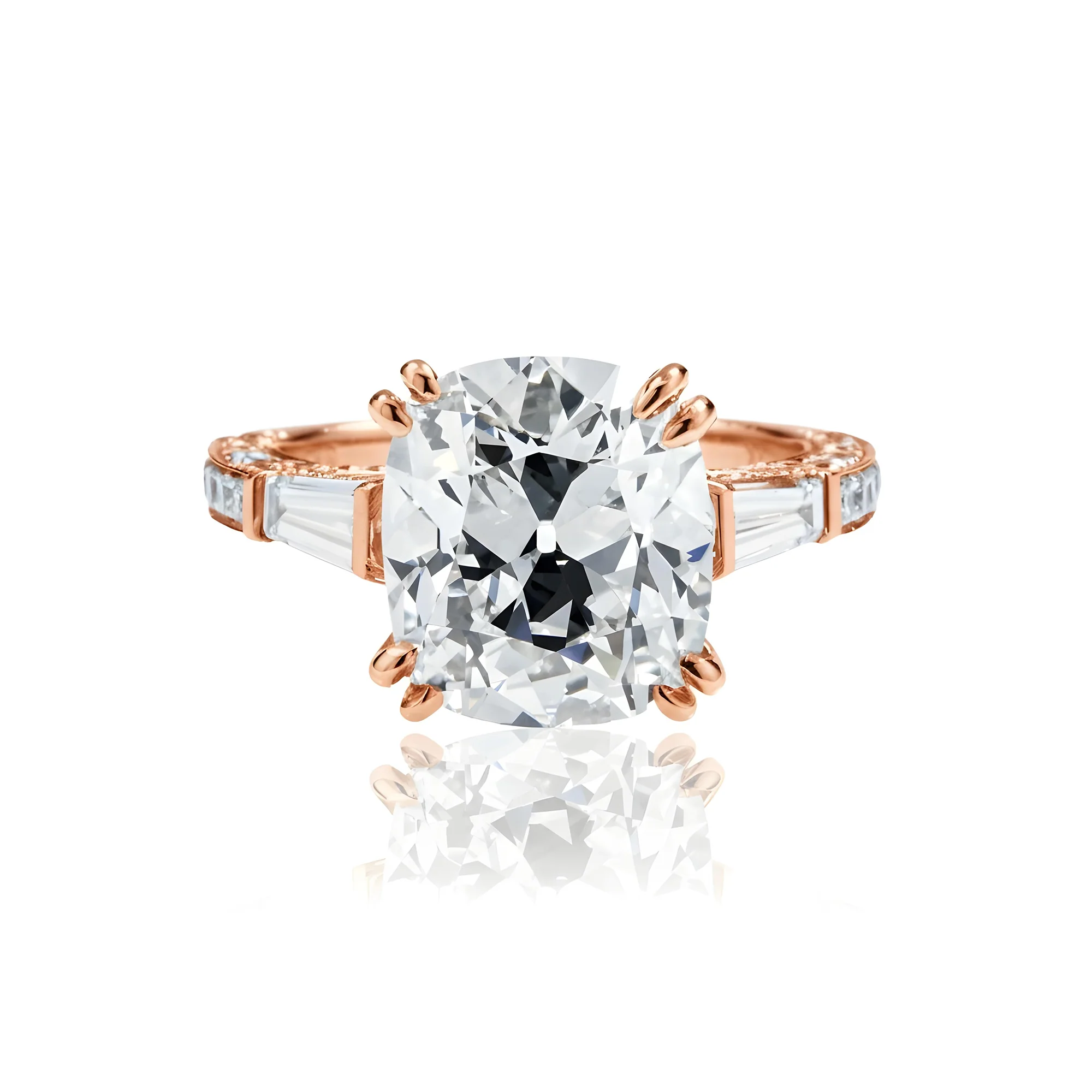 GIA 18K White Gold 5.83ct Cushion Cut Triple Diamond Engagement Ring 7.33ctw - Image 9