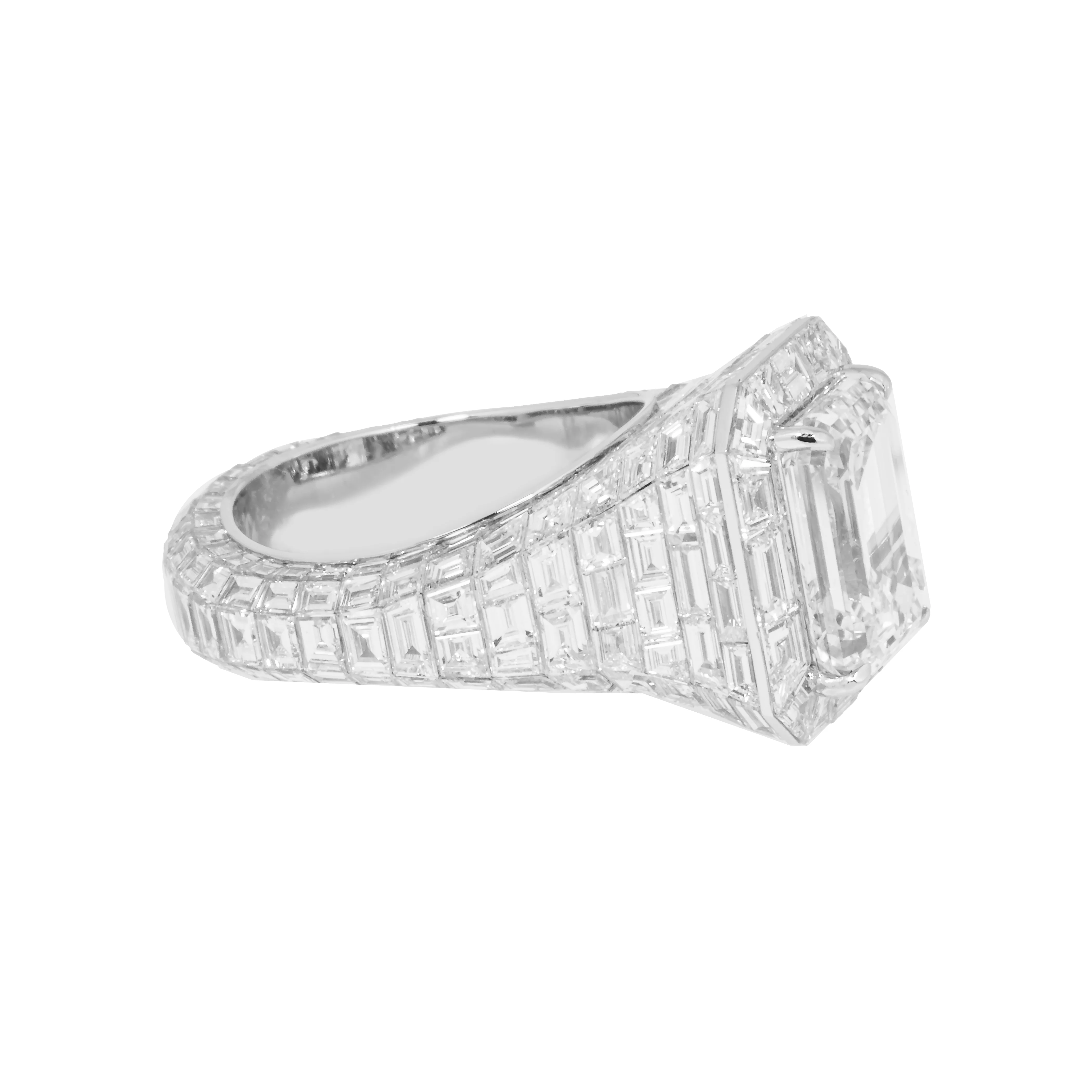 GIA 18K White Gold 5ct Emerald Chandelier Diamond Engagement Ring 17.88ctw - Image 6