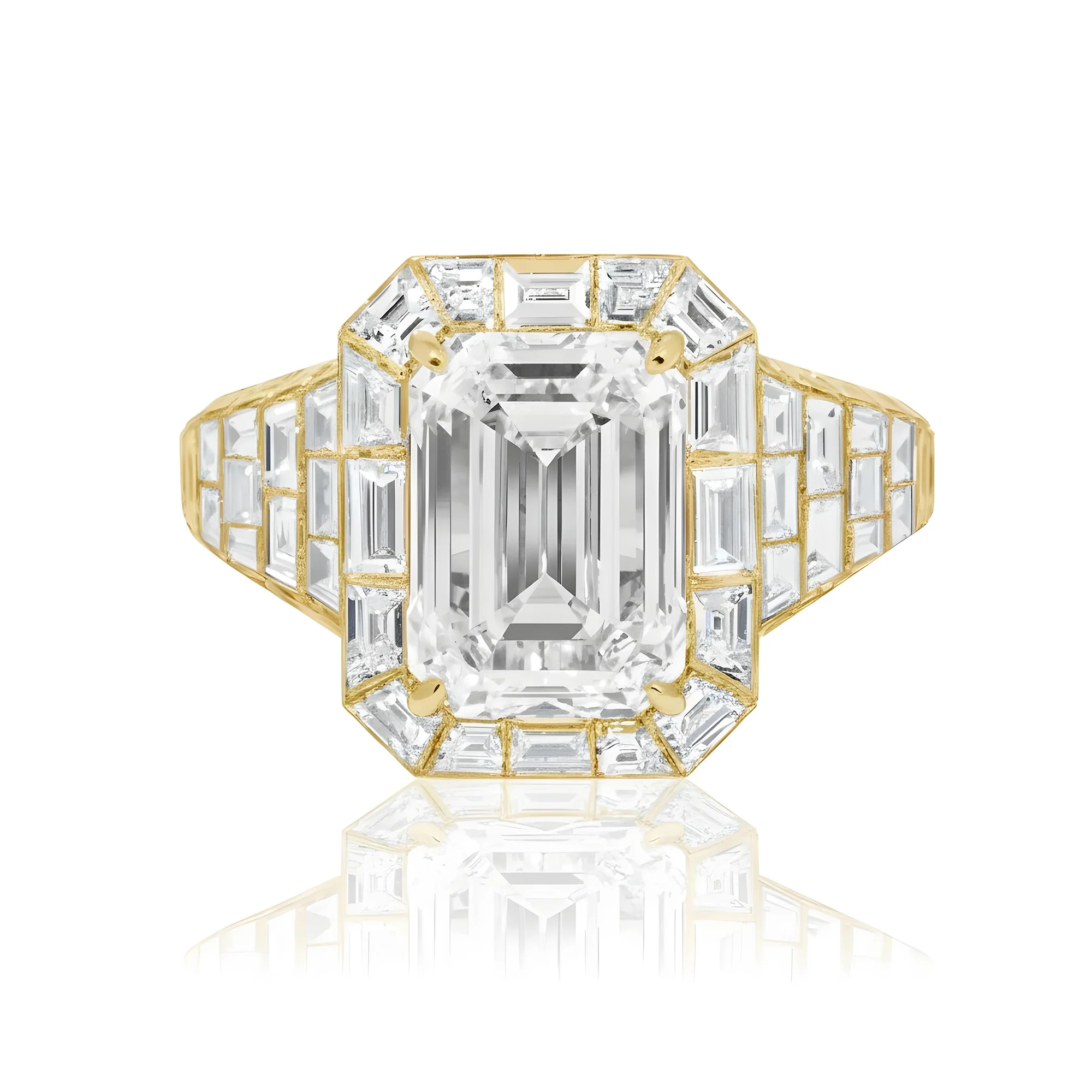 GIA 18K White Gold 5ct Emerald Chandelier Diamond Engagement Ring 17.88ctw - Image 7