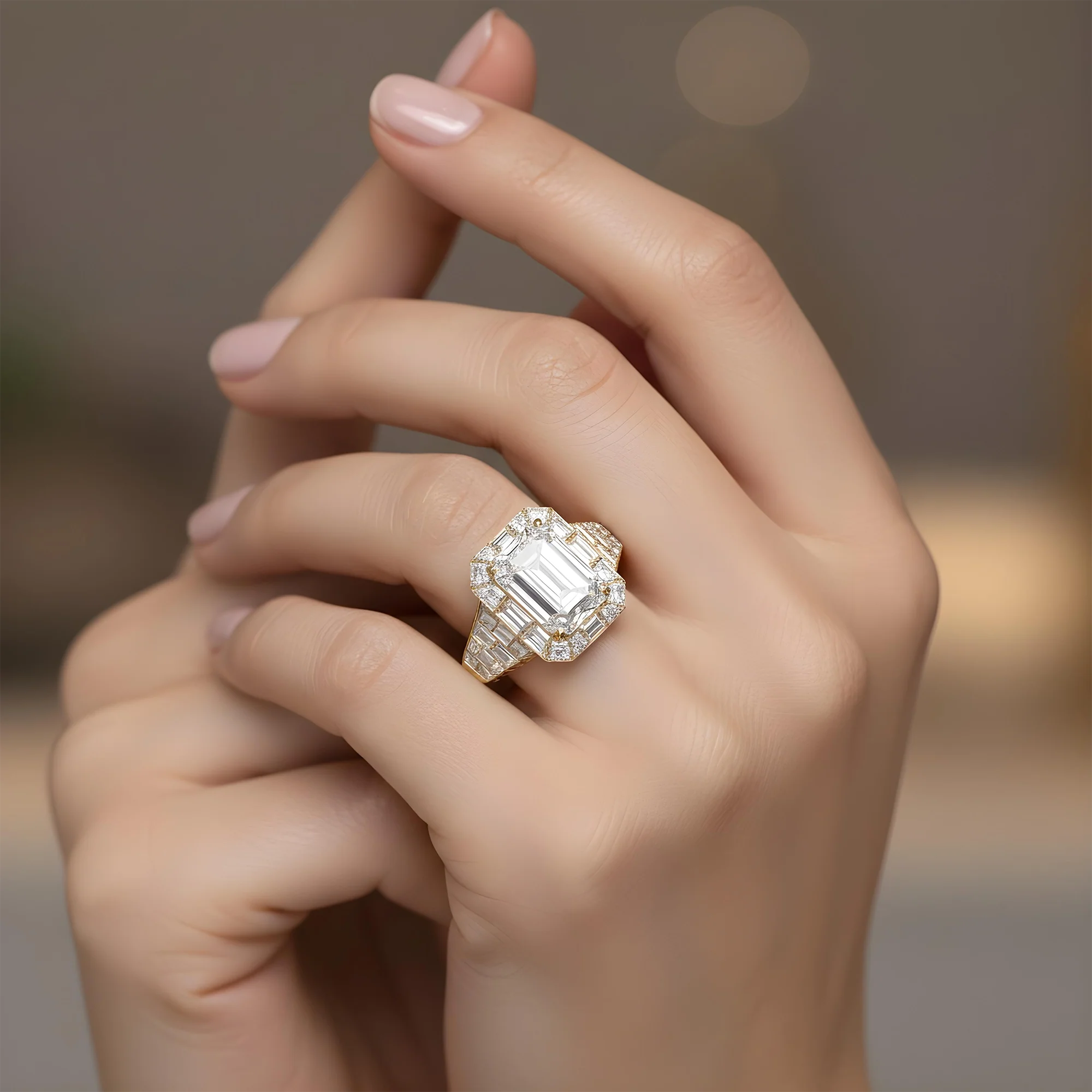 GIA 18K White Gold 5ct Emerald Chandelier Diamond Engagement Ring 17.88ctw - Image 8