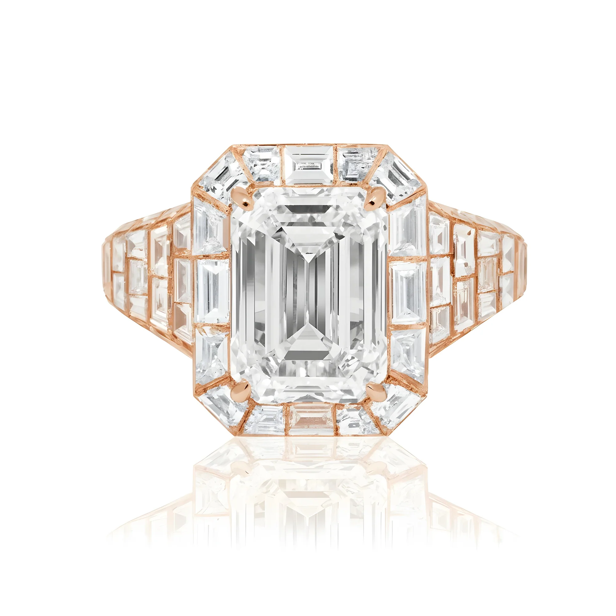 GIA 18K White Gold 5ct Emerald Chandelier Diamond Engagement Ring 17.88ctw - Image 9