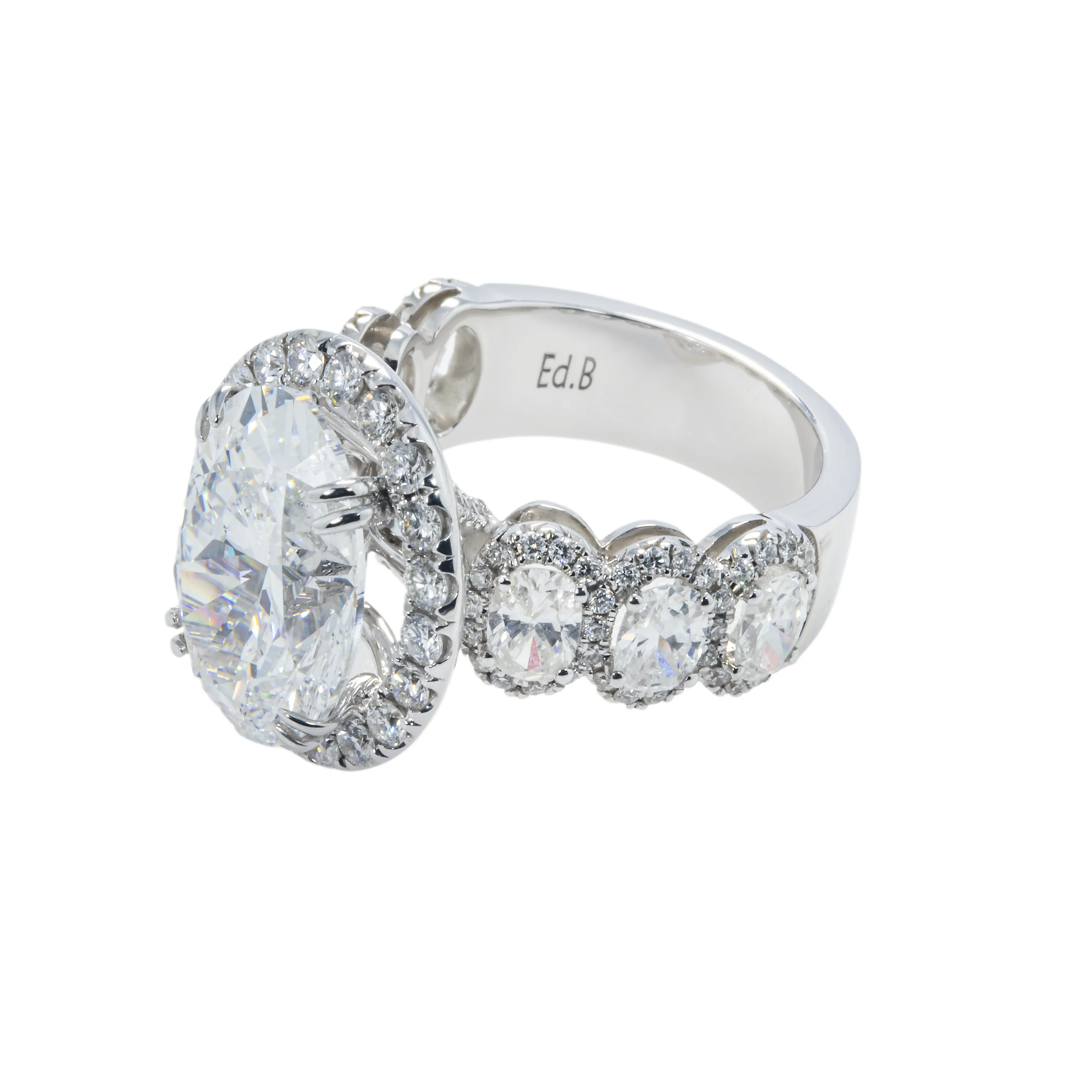 GIA 18K White Gold 7.03ct Oval Cut Diamond Engagement Ring 10.18ctw - Image 6