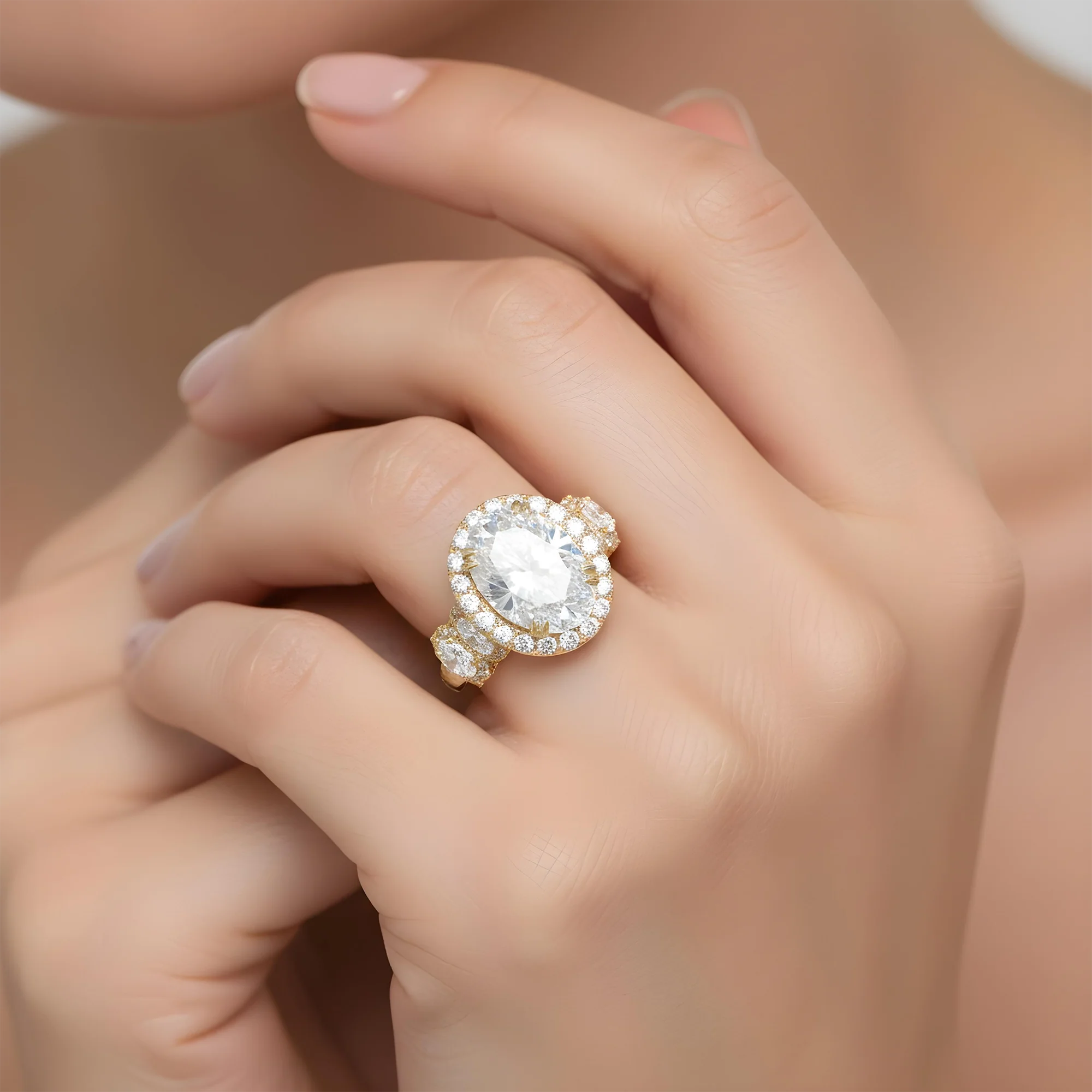 GIA 18K White Gold 7.03ct Oval Cut Diamond Engagement Ring 10.18ctw - Image 8