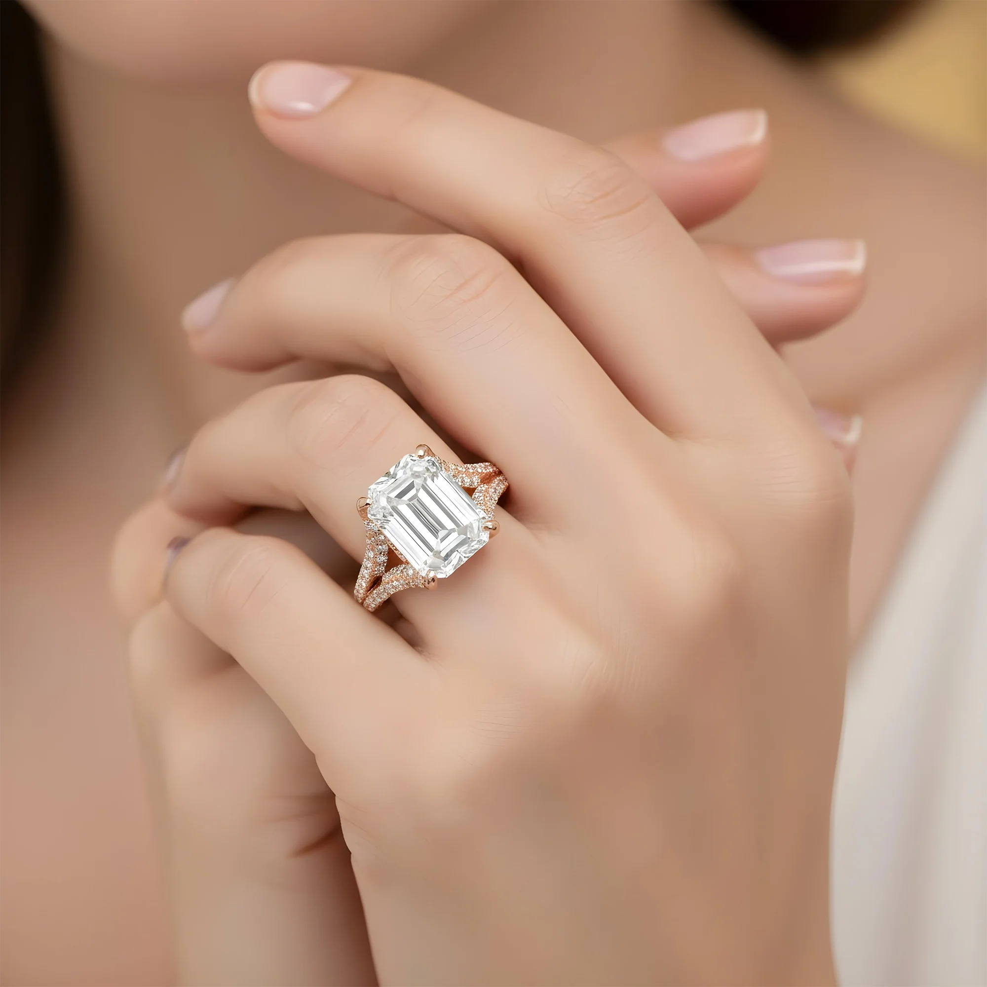 GIA 18K White Gold 7.01ct Emerald Cut Diamond Engagement Ring 8.16ctw - Image 10