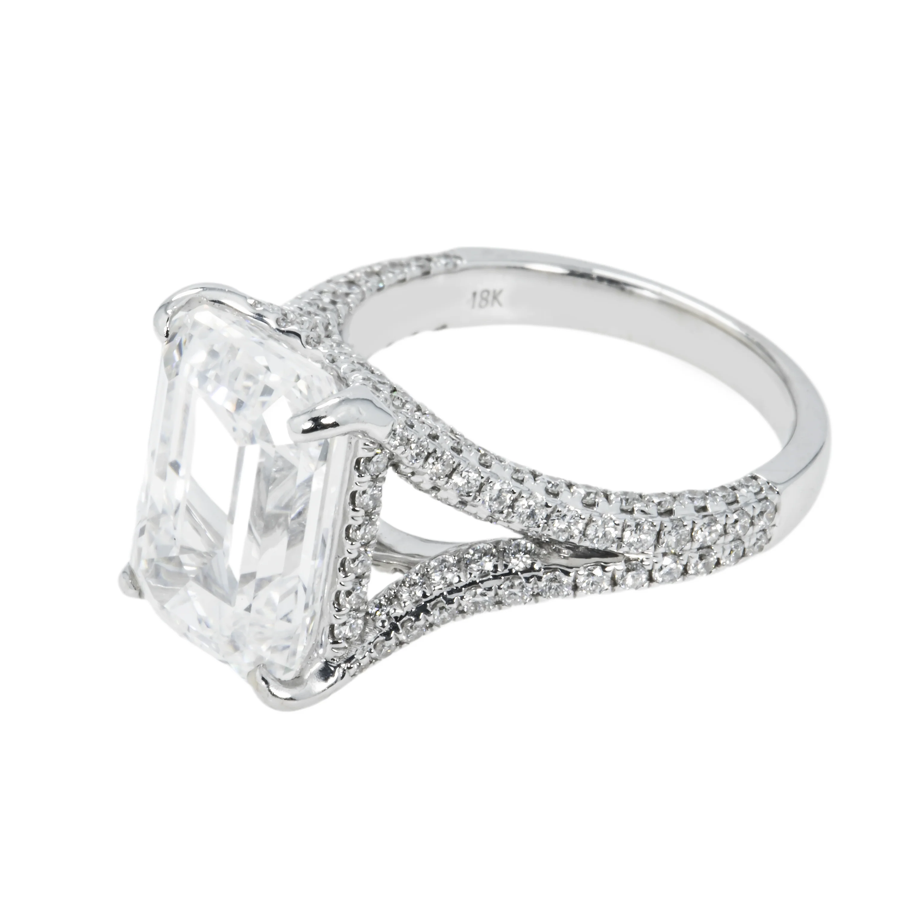 GIA 18K White Gold 7.01ct Emerald Cut Diamond Engagement Ring 8.16ctw - Image 6