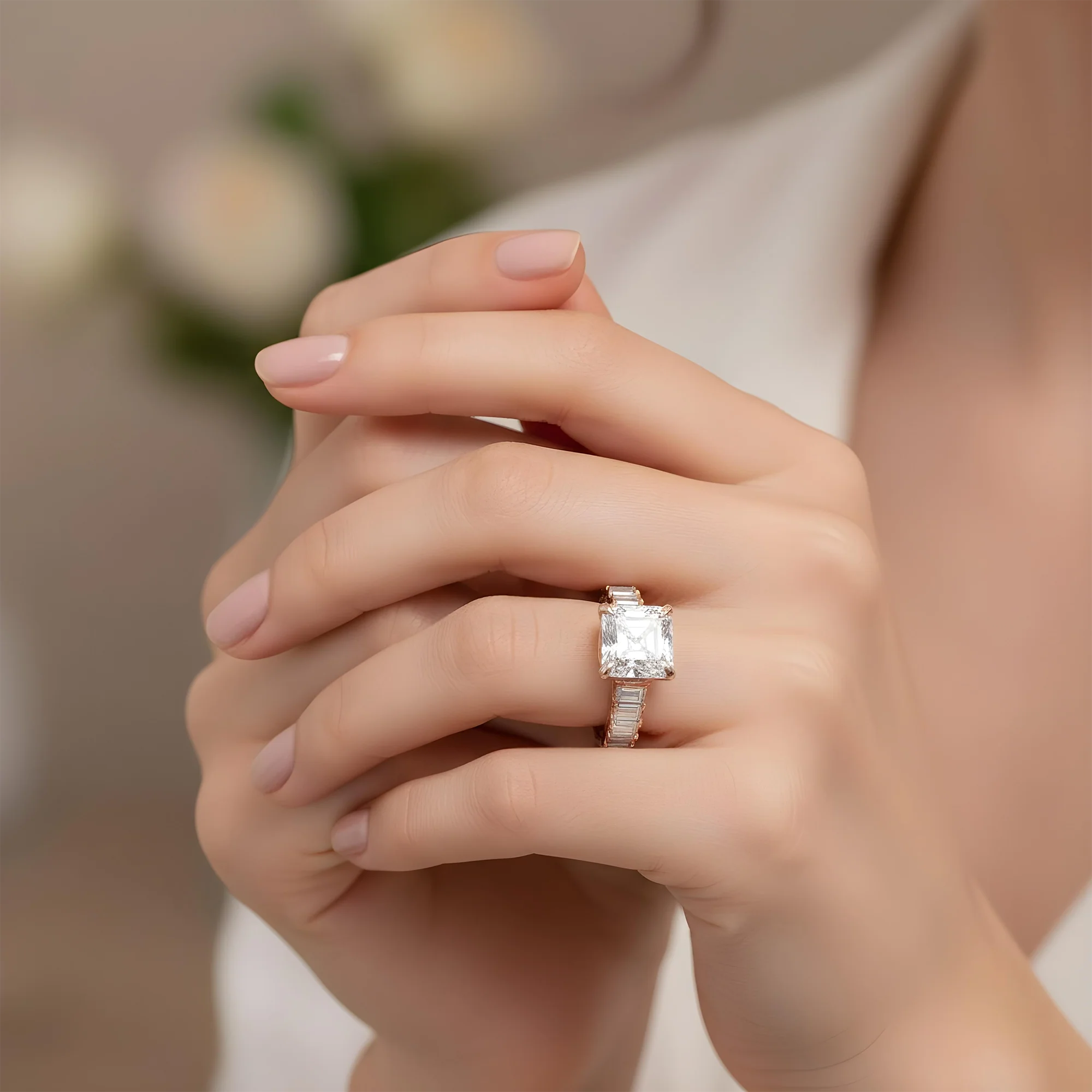 GIA 18K White Gold 7.38ct Asscher Cut Diamond Engagement Ring 11.13ctw - Image 10