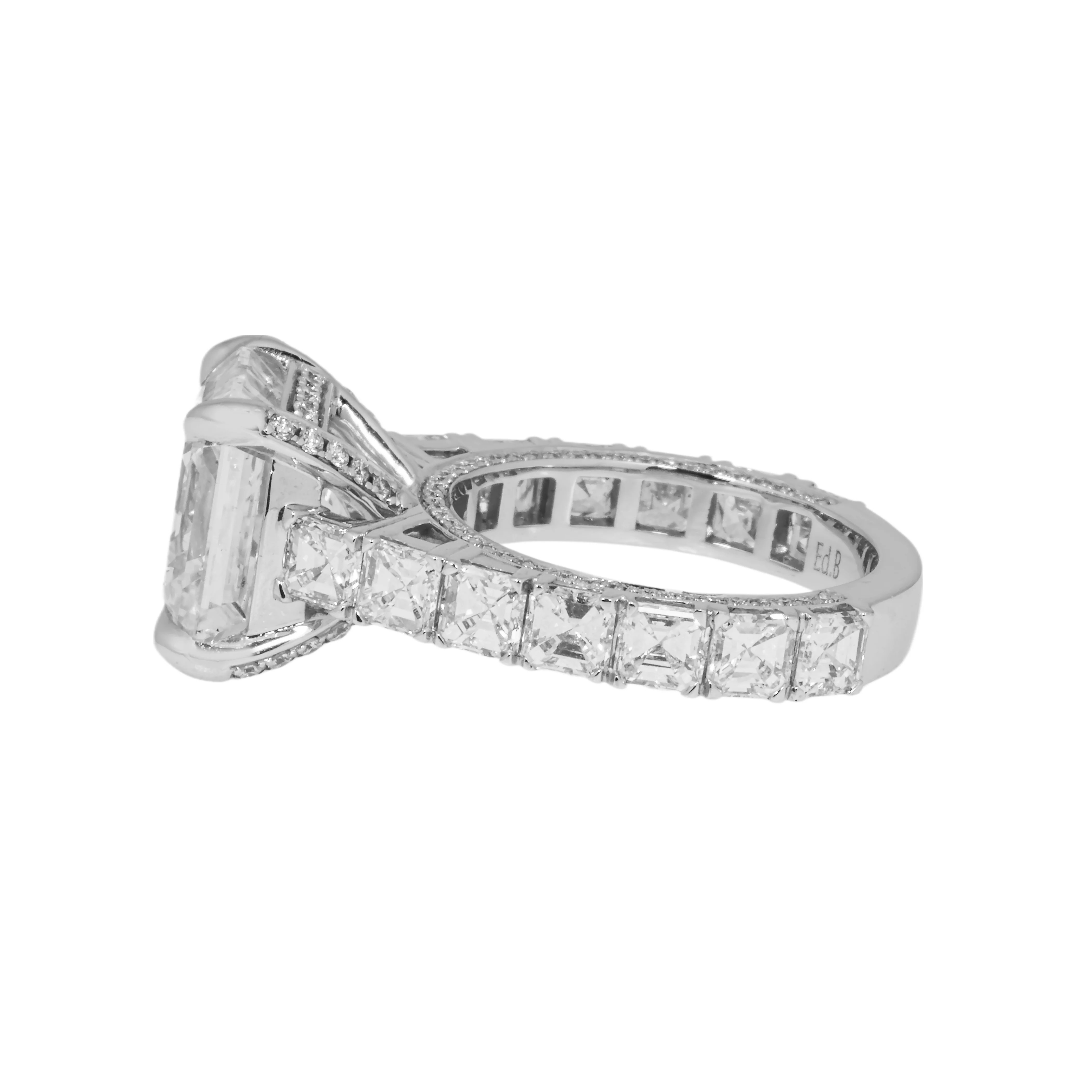 GIA 18K White Gold 7.38ct Asscher Cut Diamond Engagement Ring 11.13ctw - Image 5