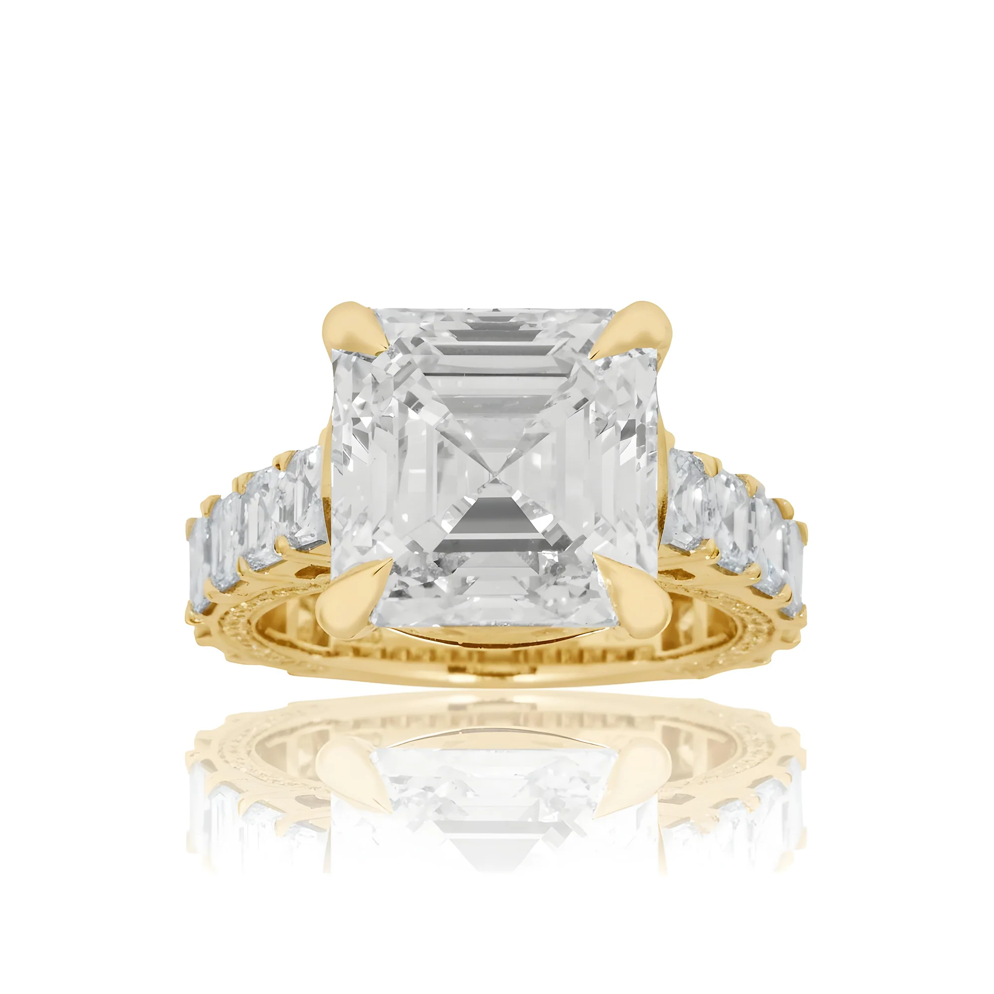 GIA 18K White Gold 7.38ct Asscher Cut Diamond Engagement Ring 11.13ctw - Image 7