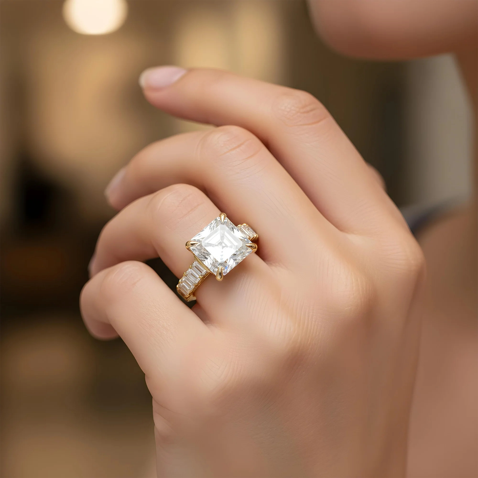 GIA 18K White Gold 7.38ct Asscher Cut Diamond Engagement Ring 11.13ctw - Image 8