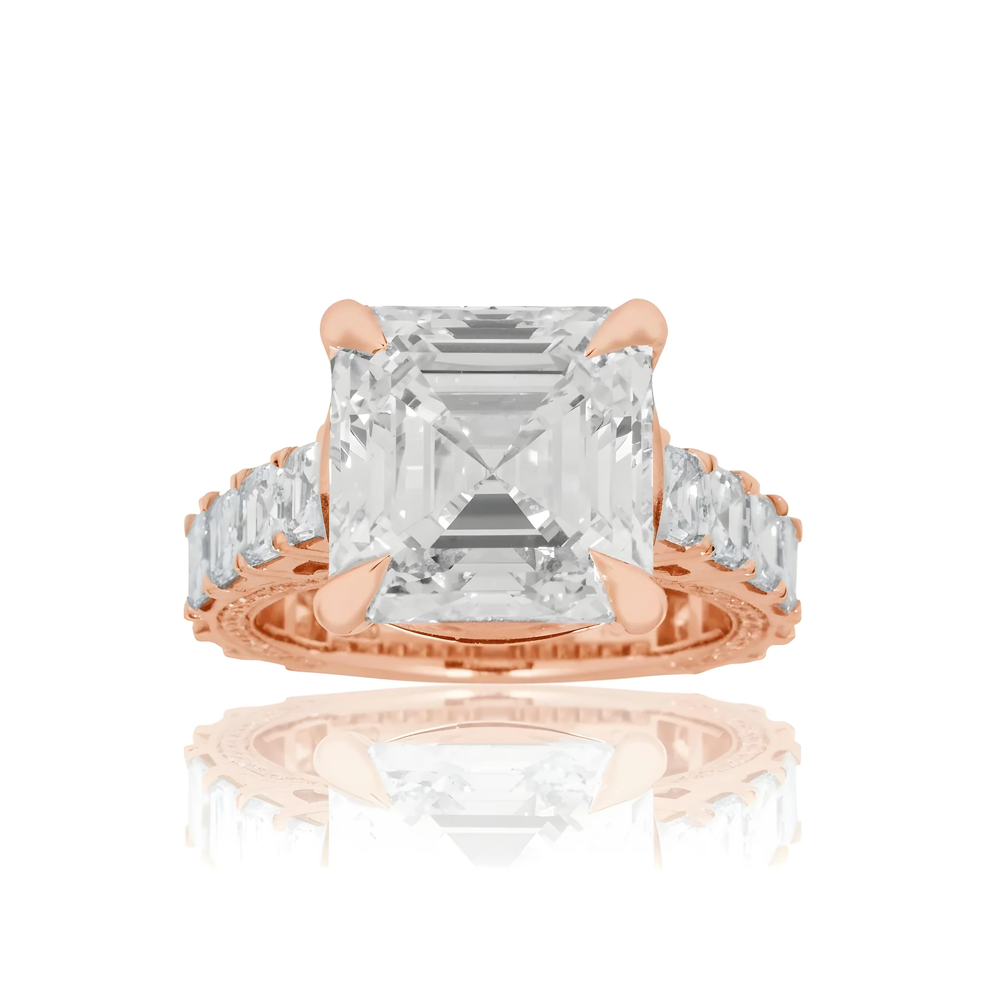 GIA 18K White Gold 7.38ct Asscher Cut Diamond Engagement Ring 11.13ctw - Image 9
