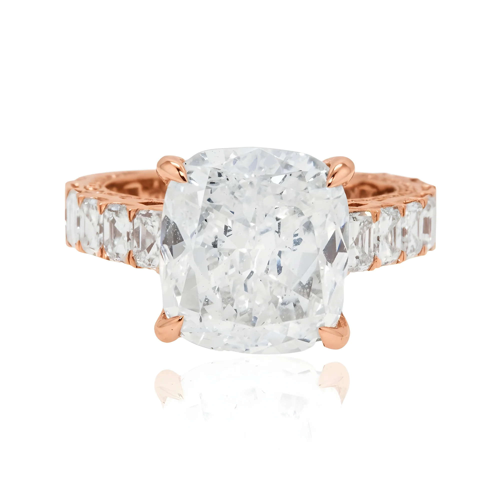GIA 18K White Gold 7.54ct Cushion Cut Diamond Engagement Ring 11.04ctw - Image 10