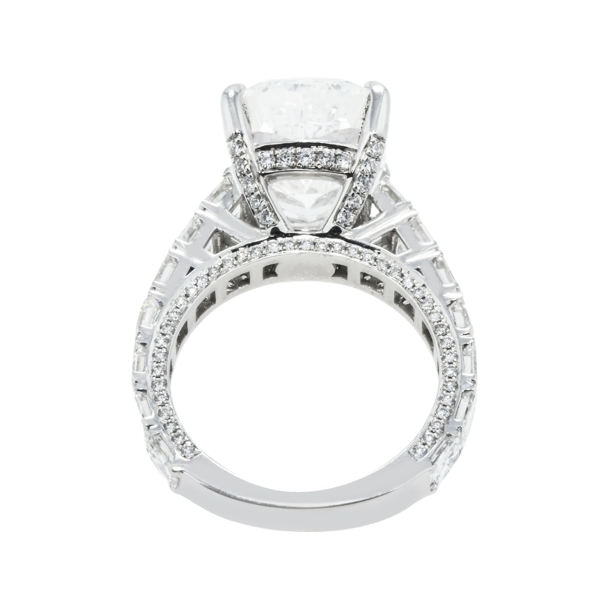 GIA 18K White Gold 7.54ct Cushion Cut Diamond Engagement Ring 11.04ctw - Image 5
