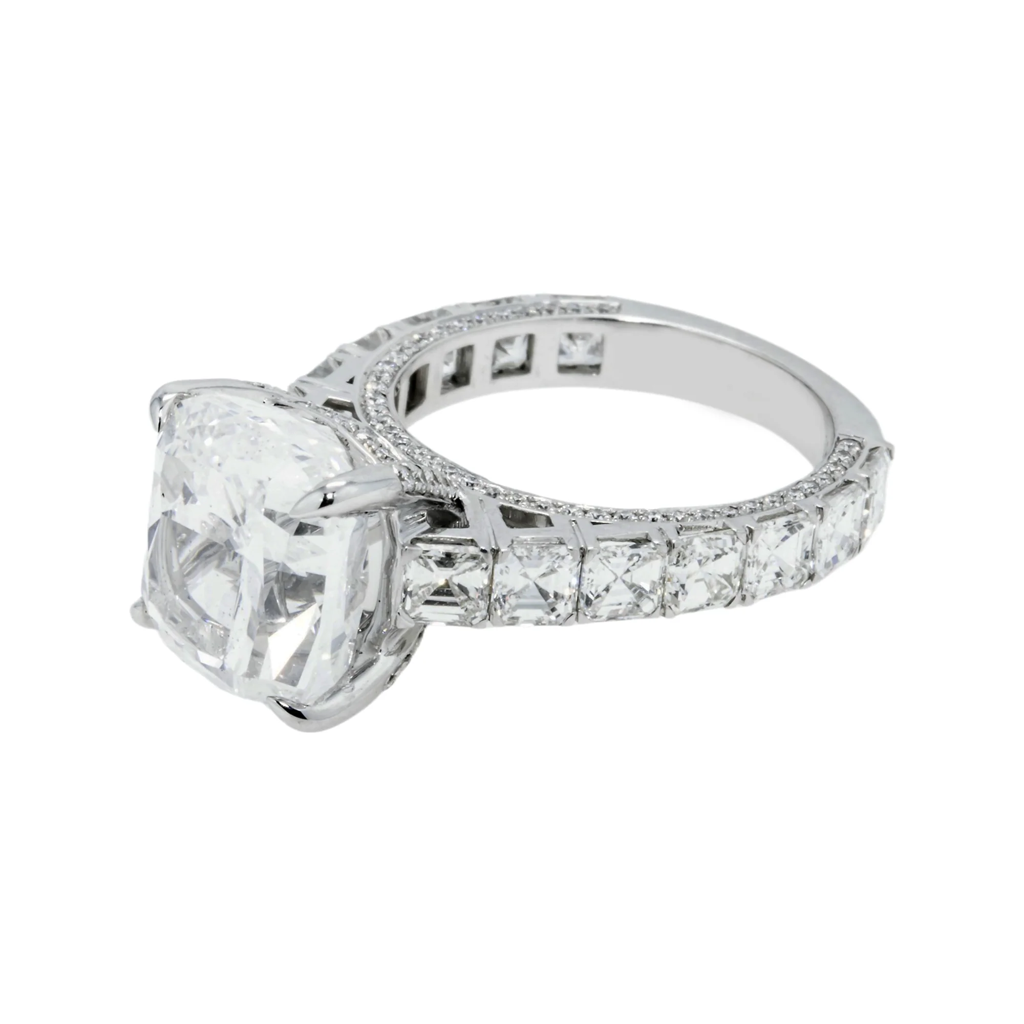 GIA 18K White Gold 7.54ct Cushion Cut Diamond Engagement Ring 11.04ctw - Image 6