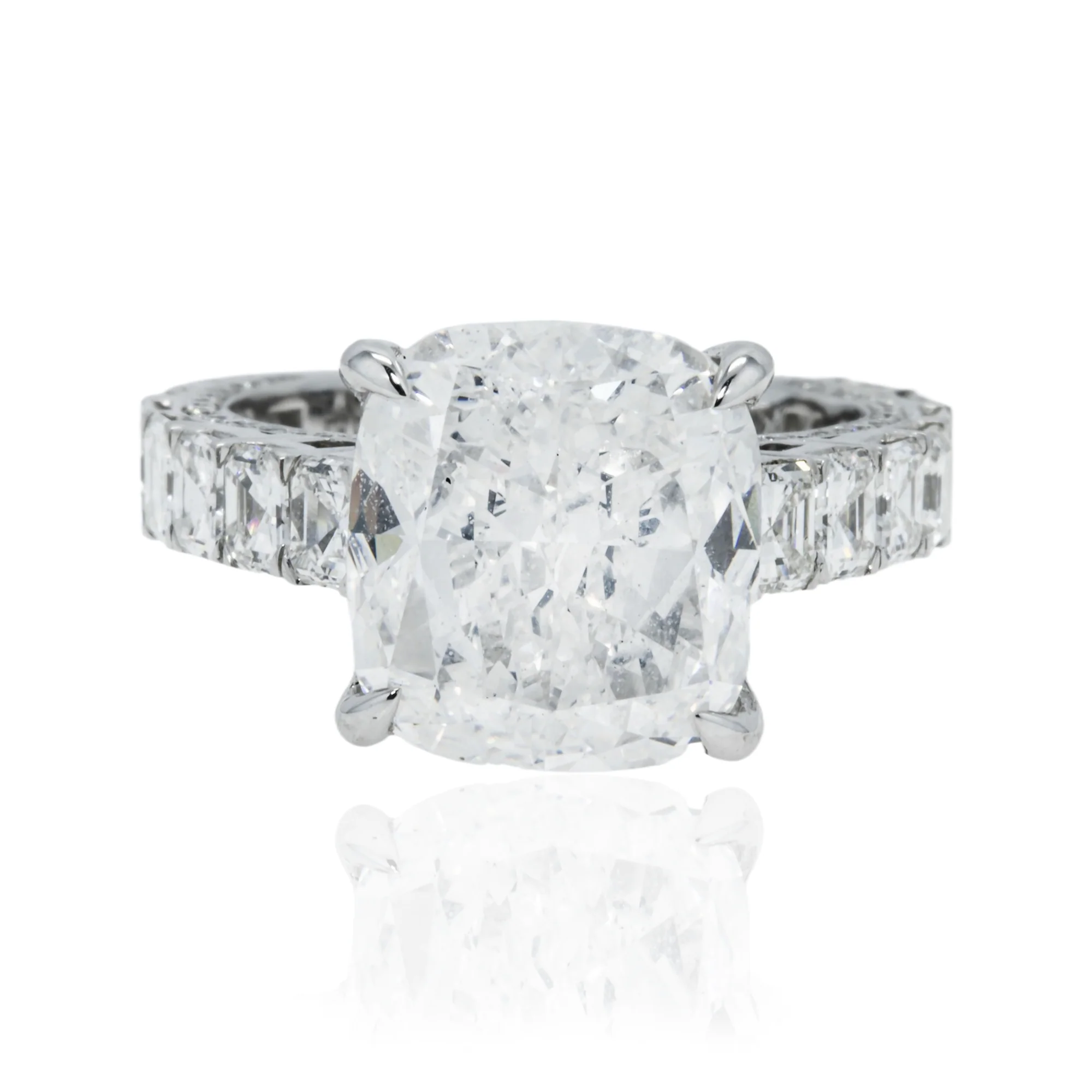 GIA 18K White Gold 7.54ct Cushion Cut Diamond Engagement Ring 11.04ctw - Image 7