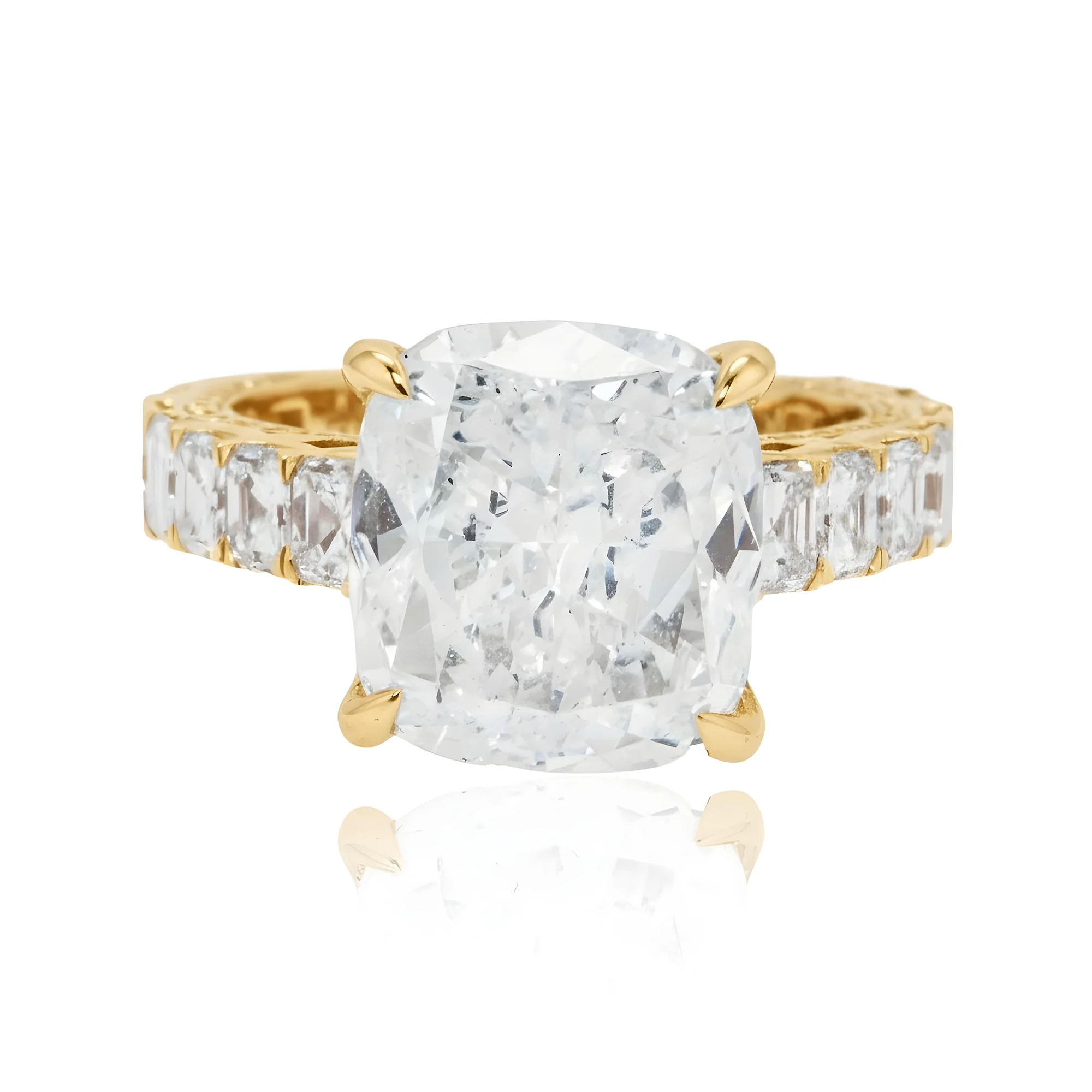 GIA 18K White Gold 7.54ct Cushion Cut Diamond Engagement Ring 11.04ctw - Image 8