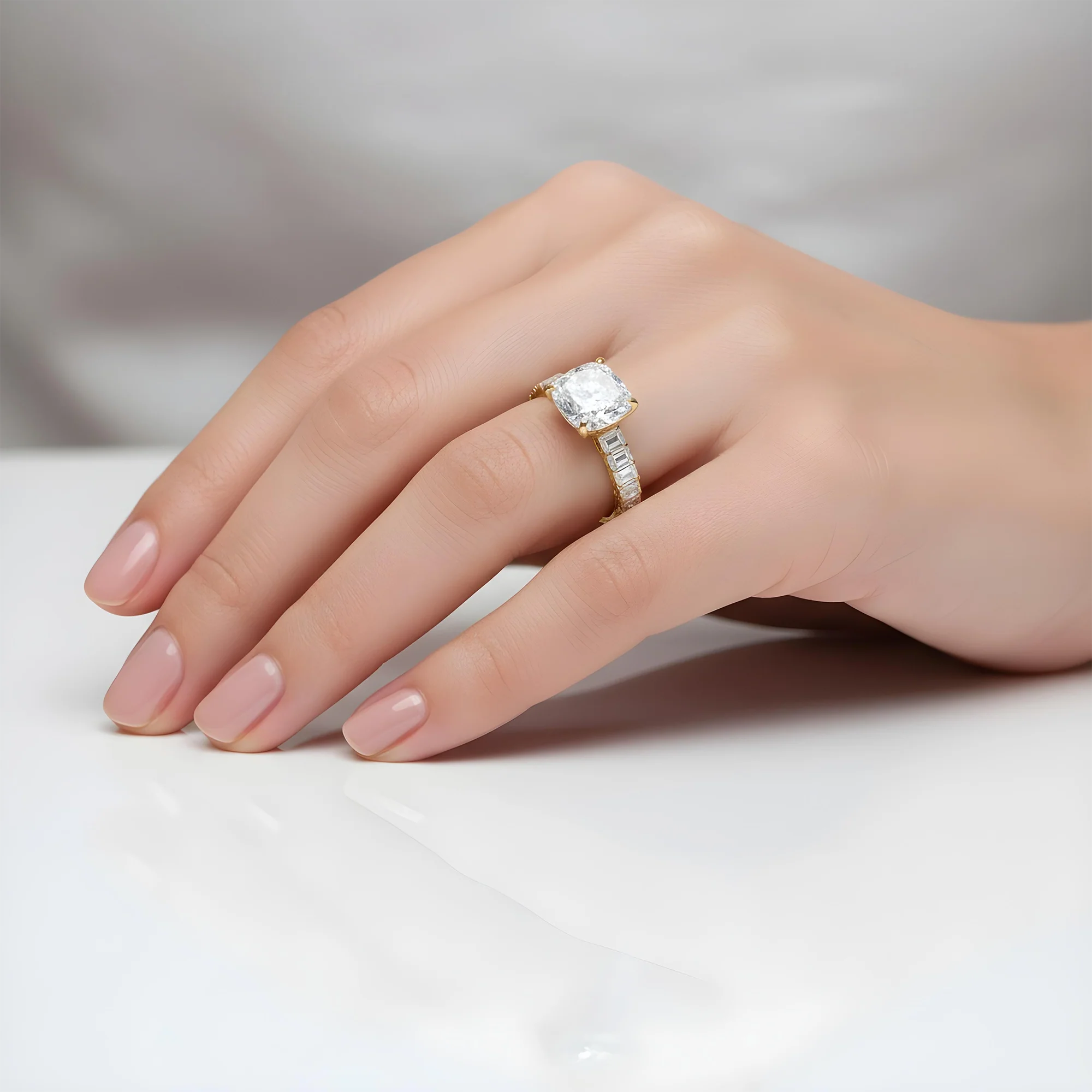 GIA 18K White Gold 7.54ct Cushion Cut Diamond Engagement Ring 11.04ctw - Image 9