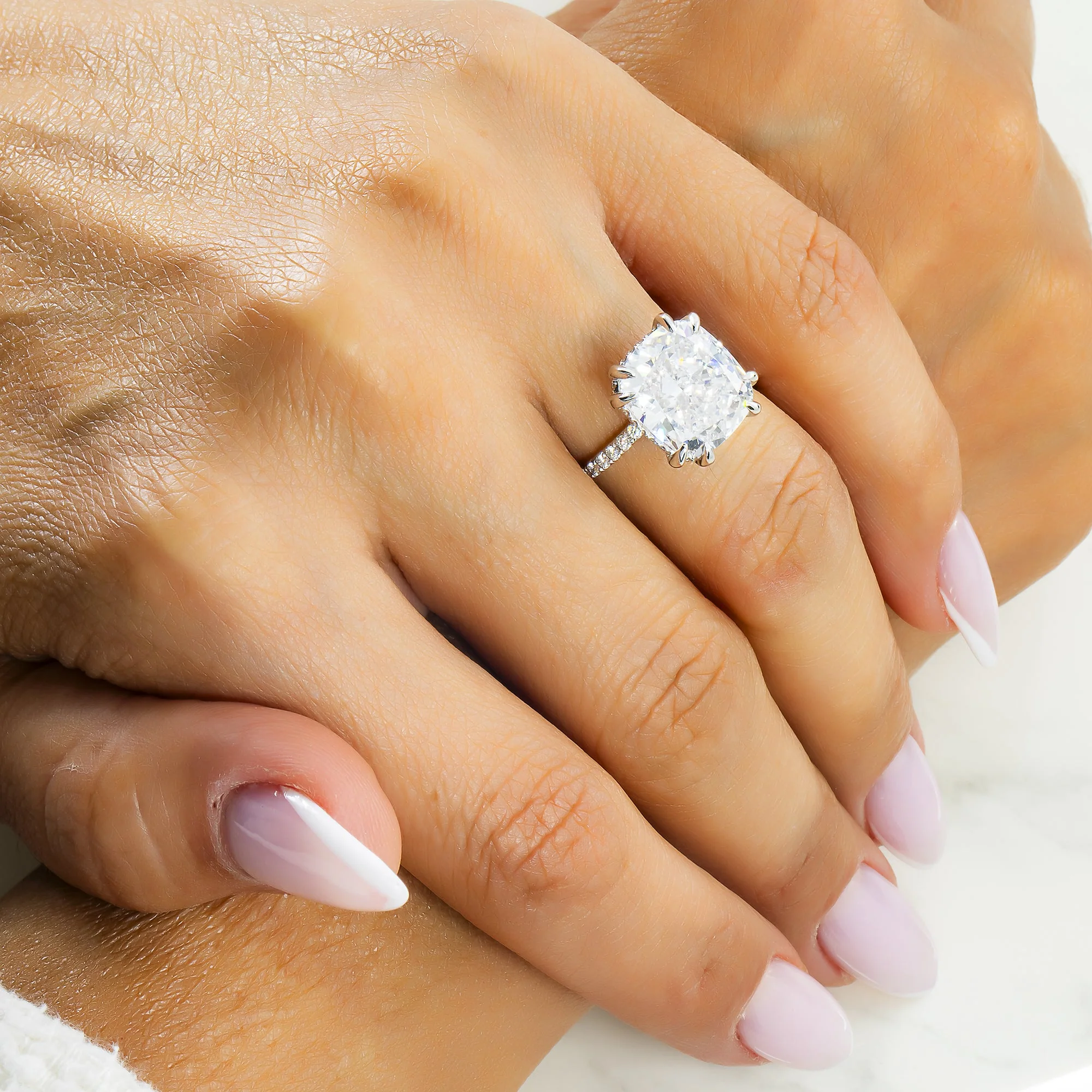 GIA 18K White Gold 8.42ct Cushion Cut Diamond Engagement Ring 8.92ctw - Image 3