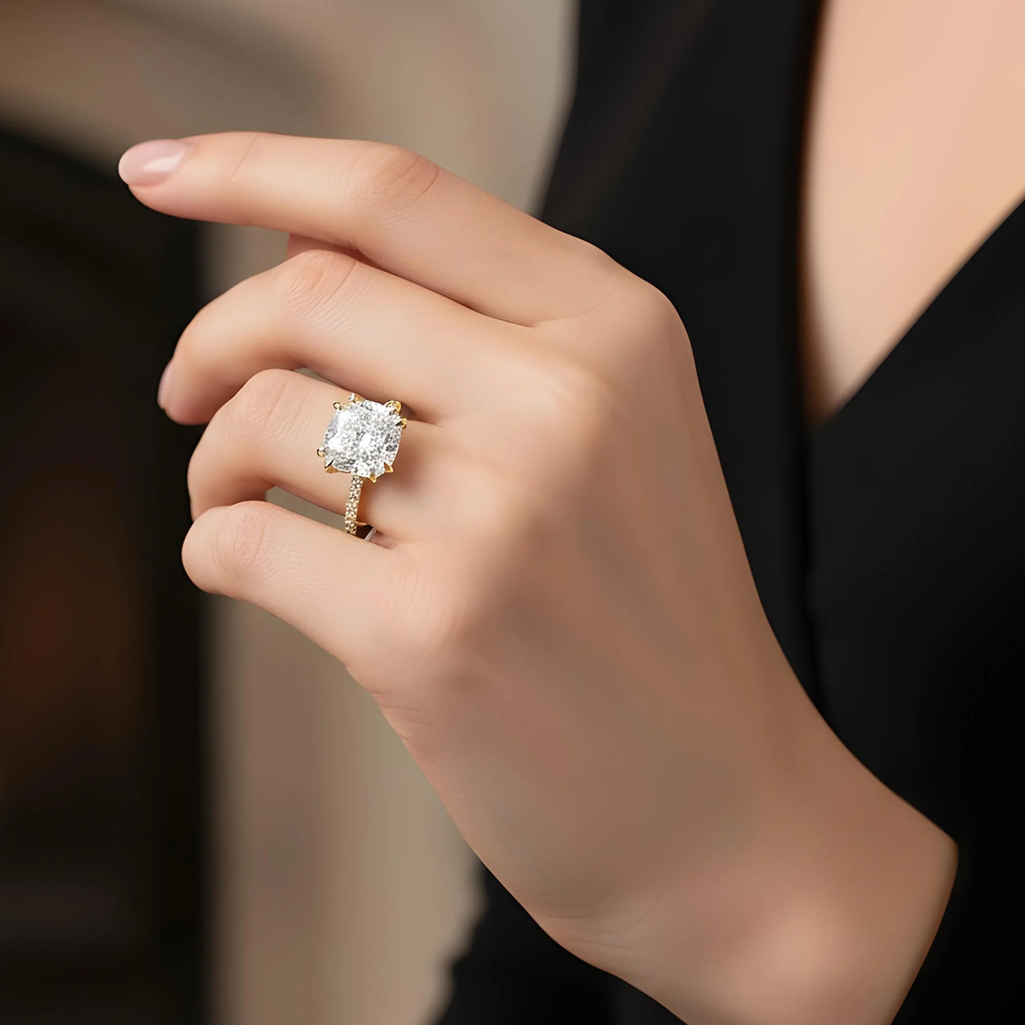 GIA 18K White Gold 8.42ct Cushion Cut Diamond Engagement Ring 8.92ctw - Image 8