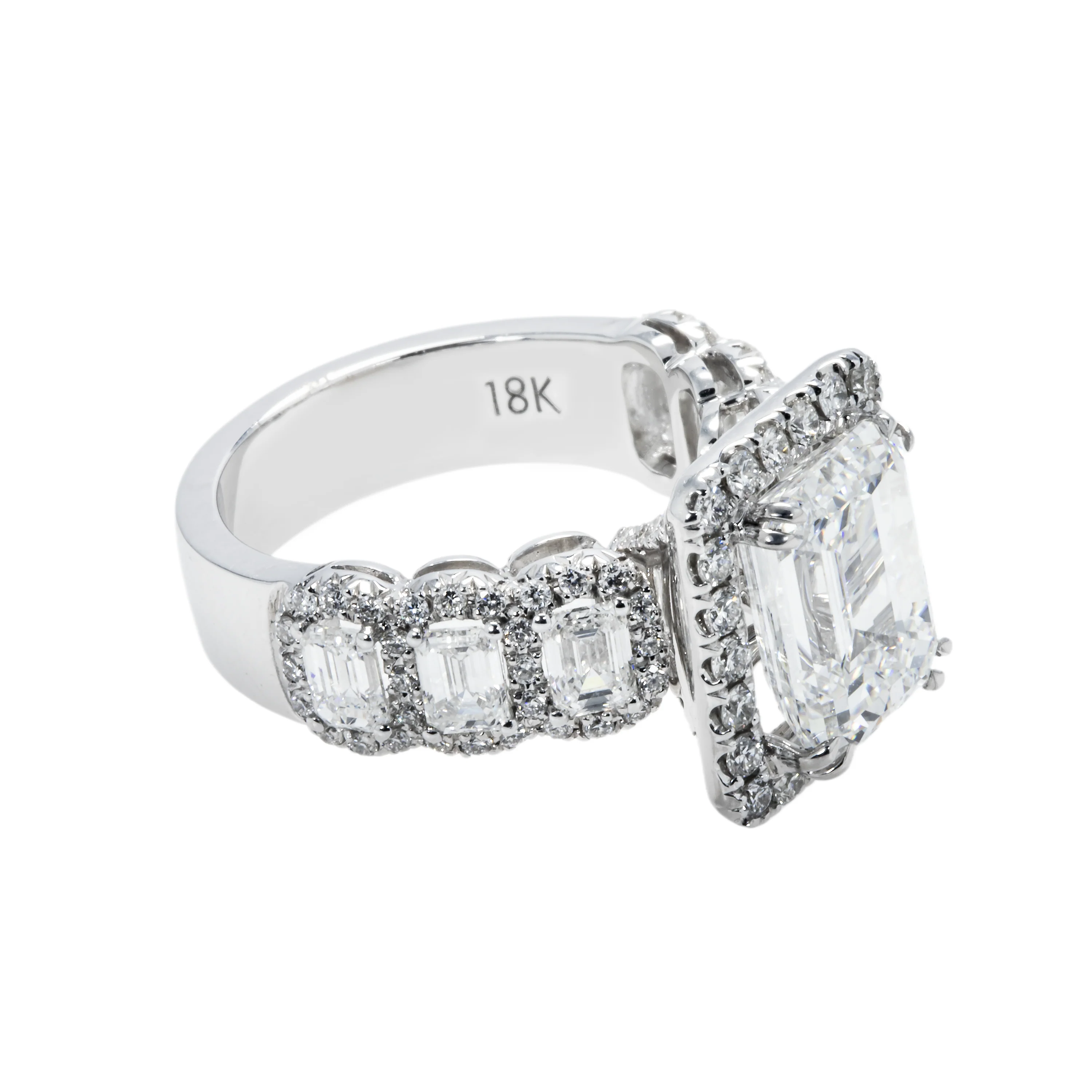 GIA 18K White Gold Emerald Cut Diamond Engagement Ring 6.76ctw - Image 4